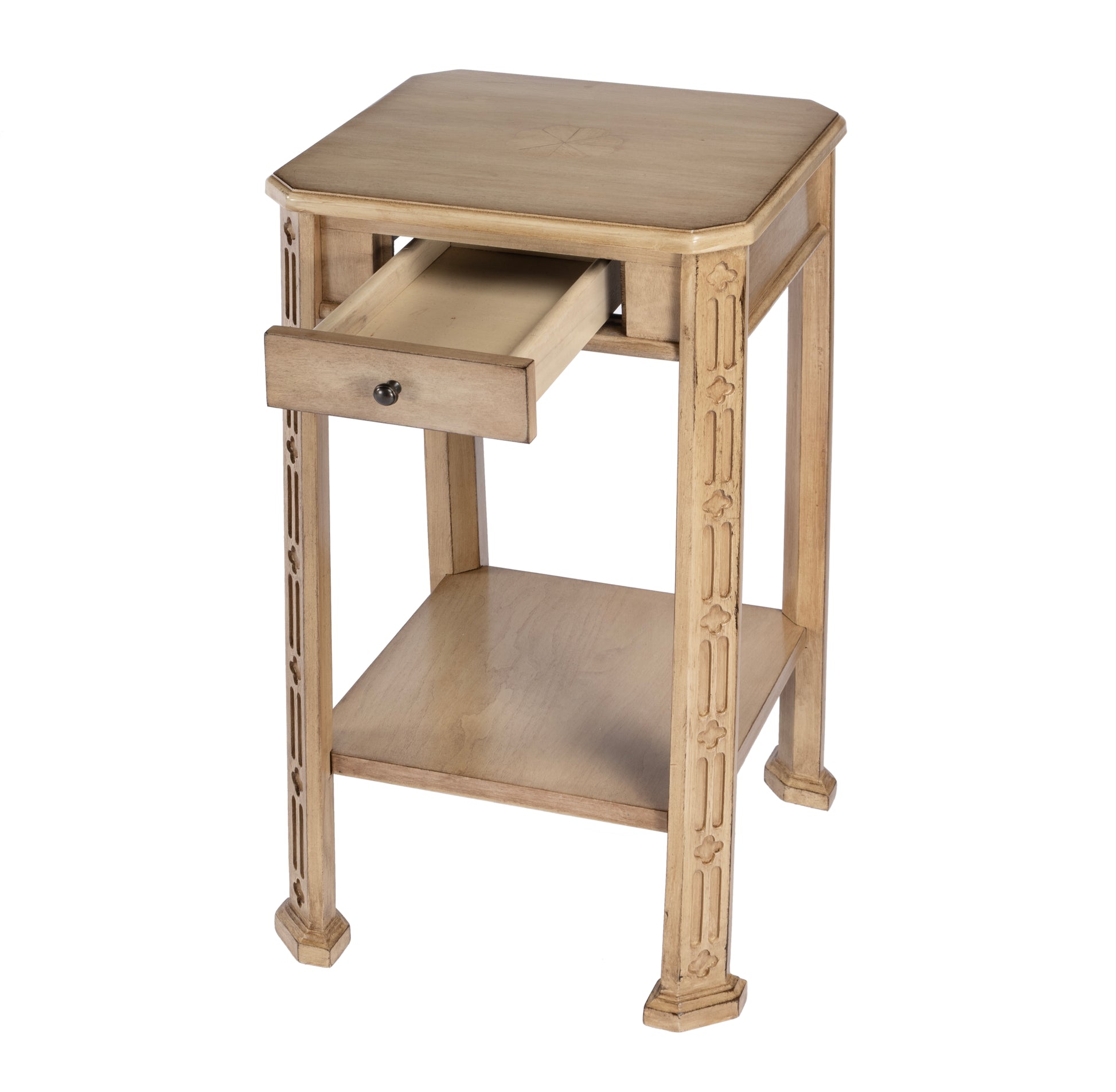 Butler Specialty Company Moyer 15 in. W Square Wood 1 Drawer Side Table with Lower Open Shelf, Beige