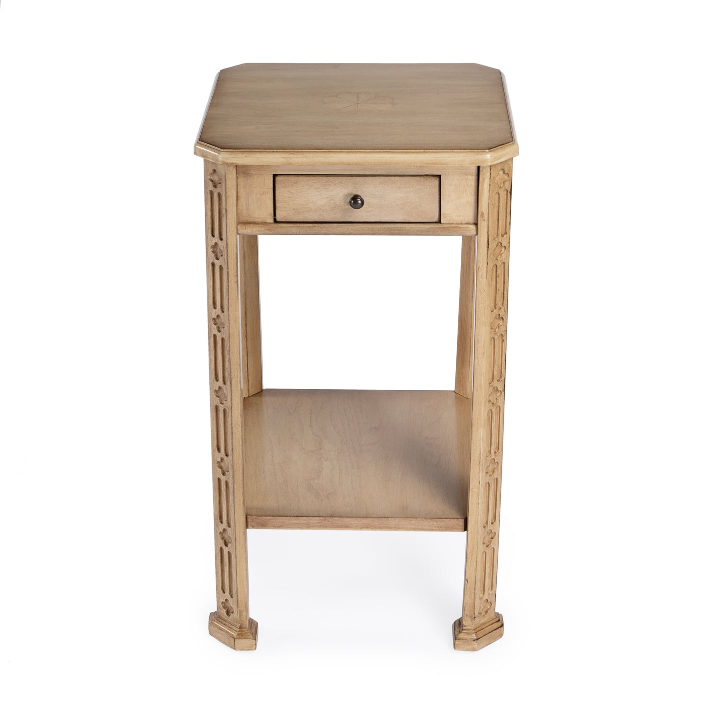 Butler Specialty Company Moyer 15 in. W Square Wood 1 Drawer Side Table with Lower Open Shelf, Beige