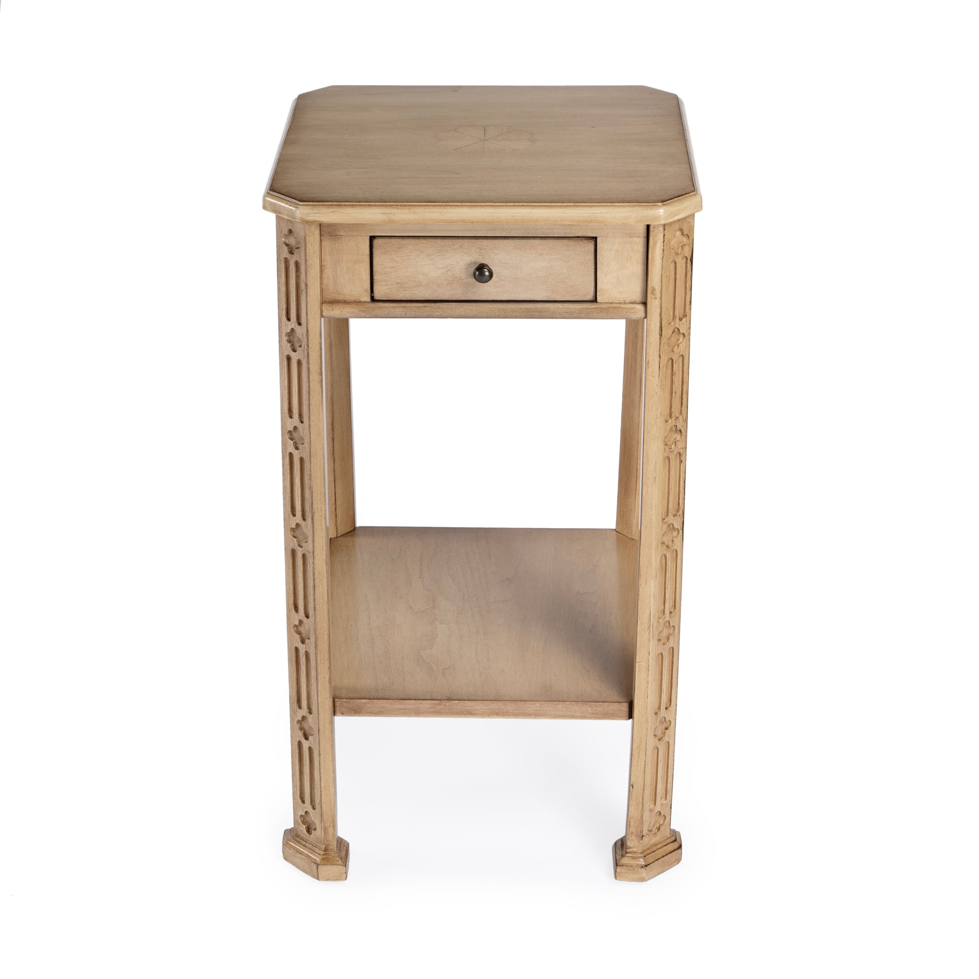 Butler Specialty Company Moyer 15 in. W Square Wood 1 Drawer Side Table with Lower Open Shelf, Beige
