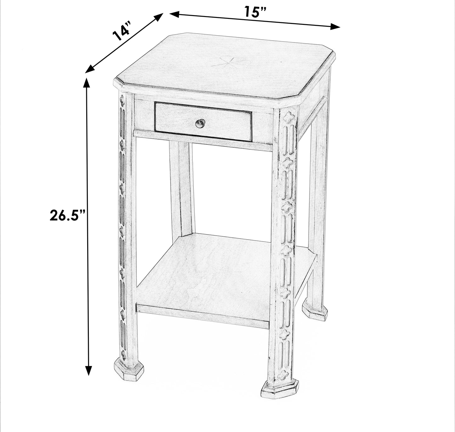 Butler Specialty Company Moyer 15 in. W Square Wood 1 Drawer Side Table with Lower Open Shelf, Beige