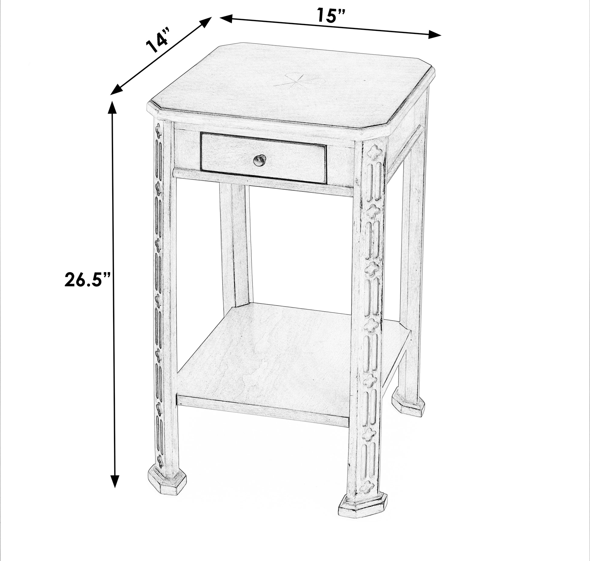 Butler Specialty Company Moyer 15 in. W Square Wood 1 Drawer Side Table with Lower Open Shelf, Beige