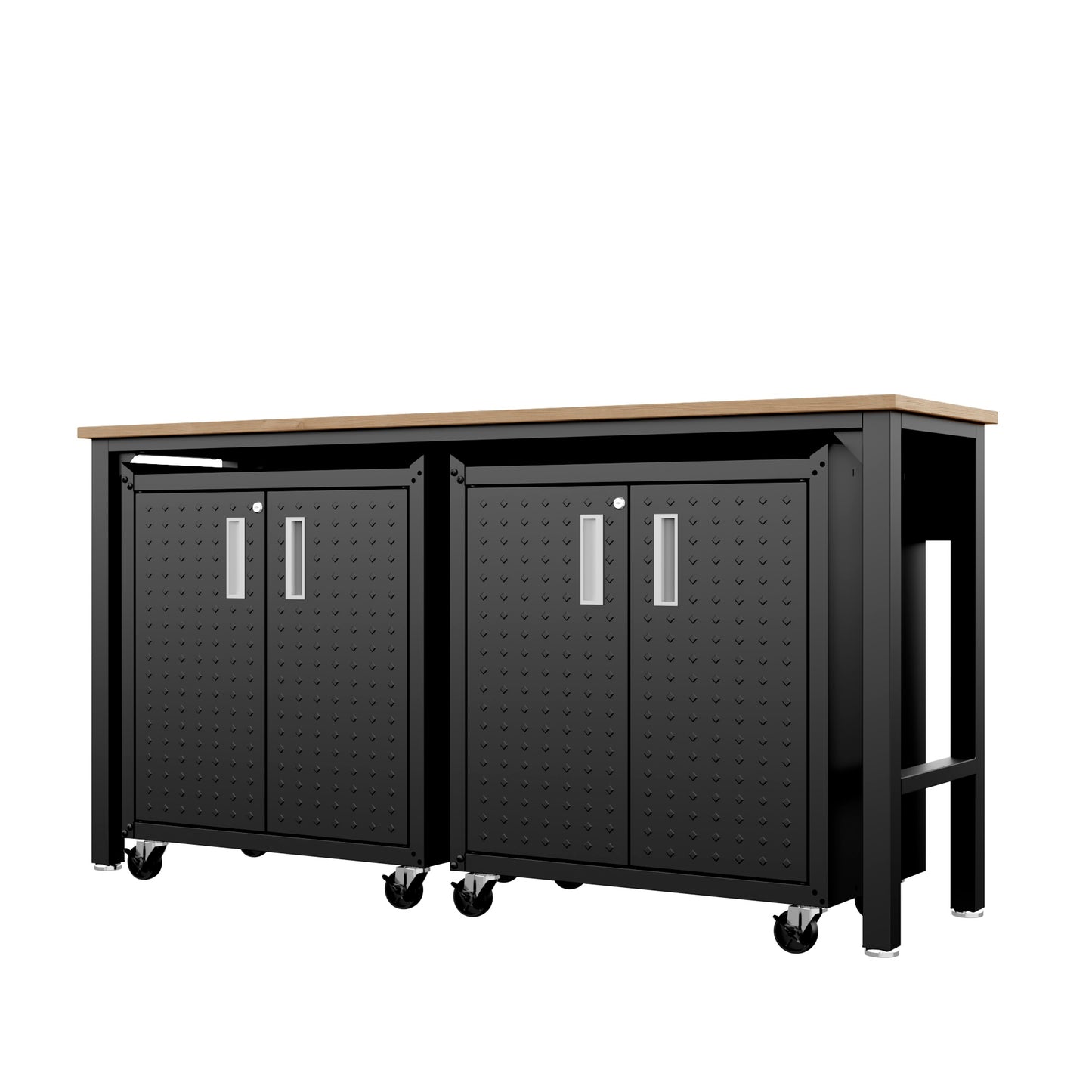Manhattan Comfort 3-Piece Fortress Mobile Space-Saving Steel Garage Cabinet and Worktable 1.0 in Charcoal Grey 14GMC-CH