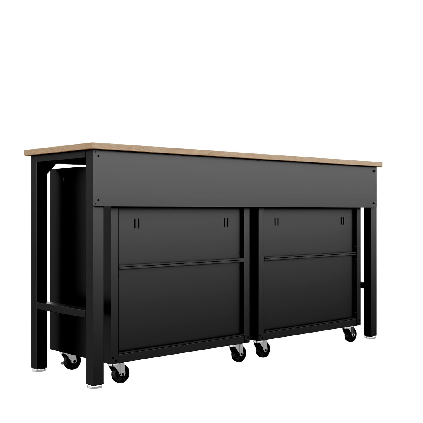 Manhattan Comfort 3-Piece Fortress Mobile Space-Saving Steel Garage Cabinet and Worktable 1.0 in Charcoal Grey 14GMC-CH