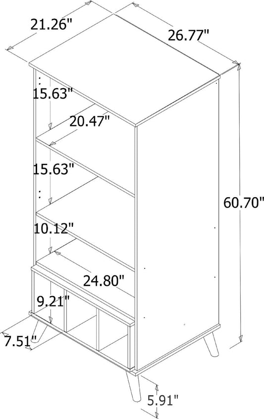 Manhattan Comfort Hampton 26.77 Display Cabinet 6 Shelves and Solid Wood Legs in Off White 14PMC6