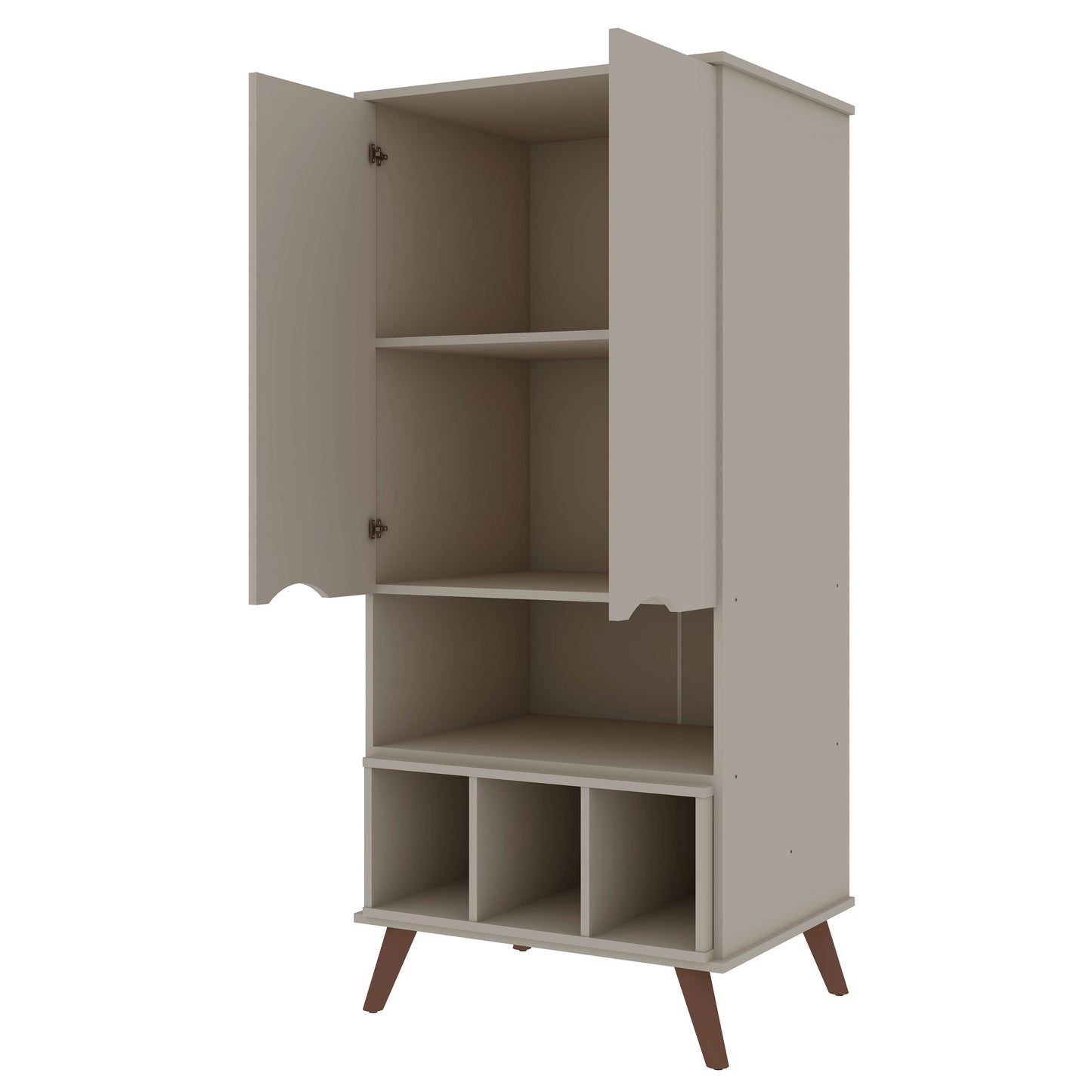 Manhattan Comfort Hampton 26.77 Display Cabinet 6 Shelves and Solid Wood Legs in Off White 14PMC6
