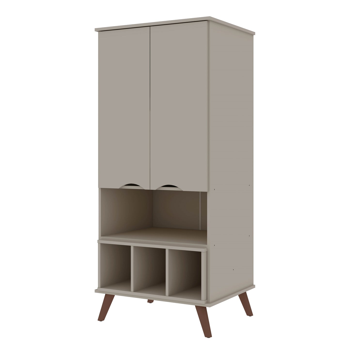 Manhattan Comfort Hampton 26.77 Display Cabinet 6 Shelves and Solid Wood Legs in Off White 14PMC6