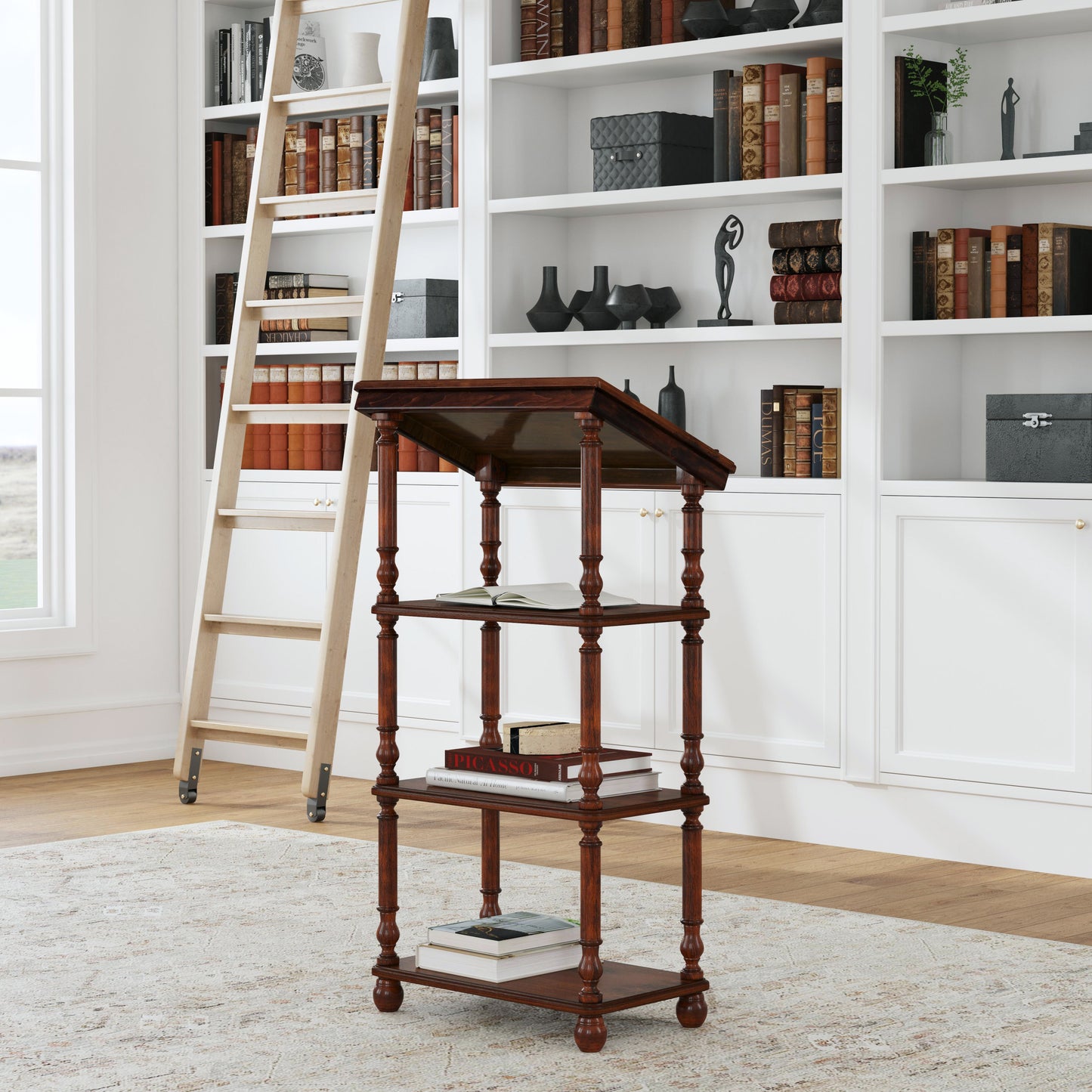 Butler Specialty Company Alden 24 in. W x 46 in. H 3-Tier Library Stand/Podium, Medium Brown