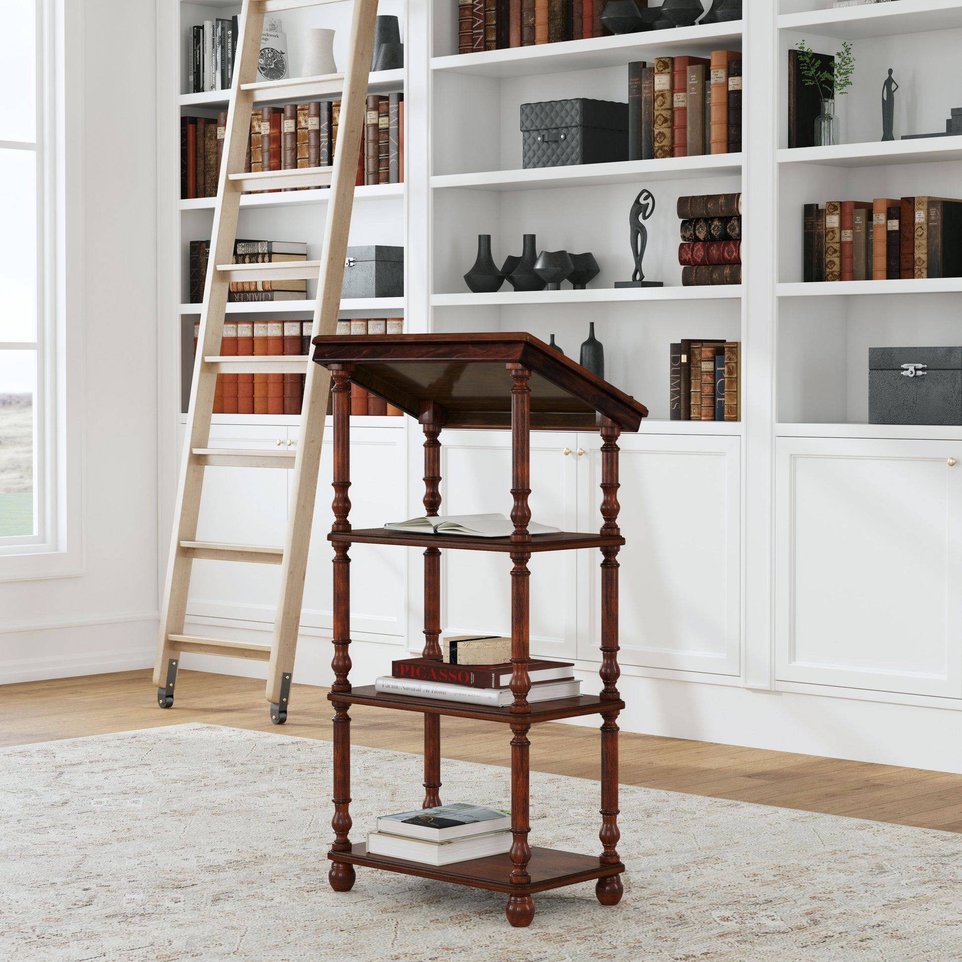 Butler Specialty Company Alden 24 in. W x 46 in. H 3-Tier Library Stand/Podium, Medium Brown