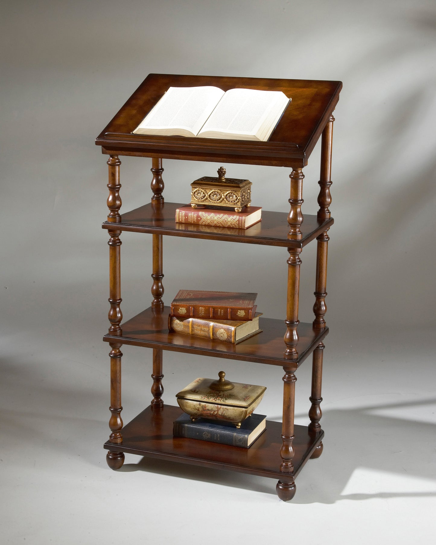 Butler Specialty Company Alden 24 in. W x 46 in. H 3-Tier Library Stand/Podium, Dark Brown
