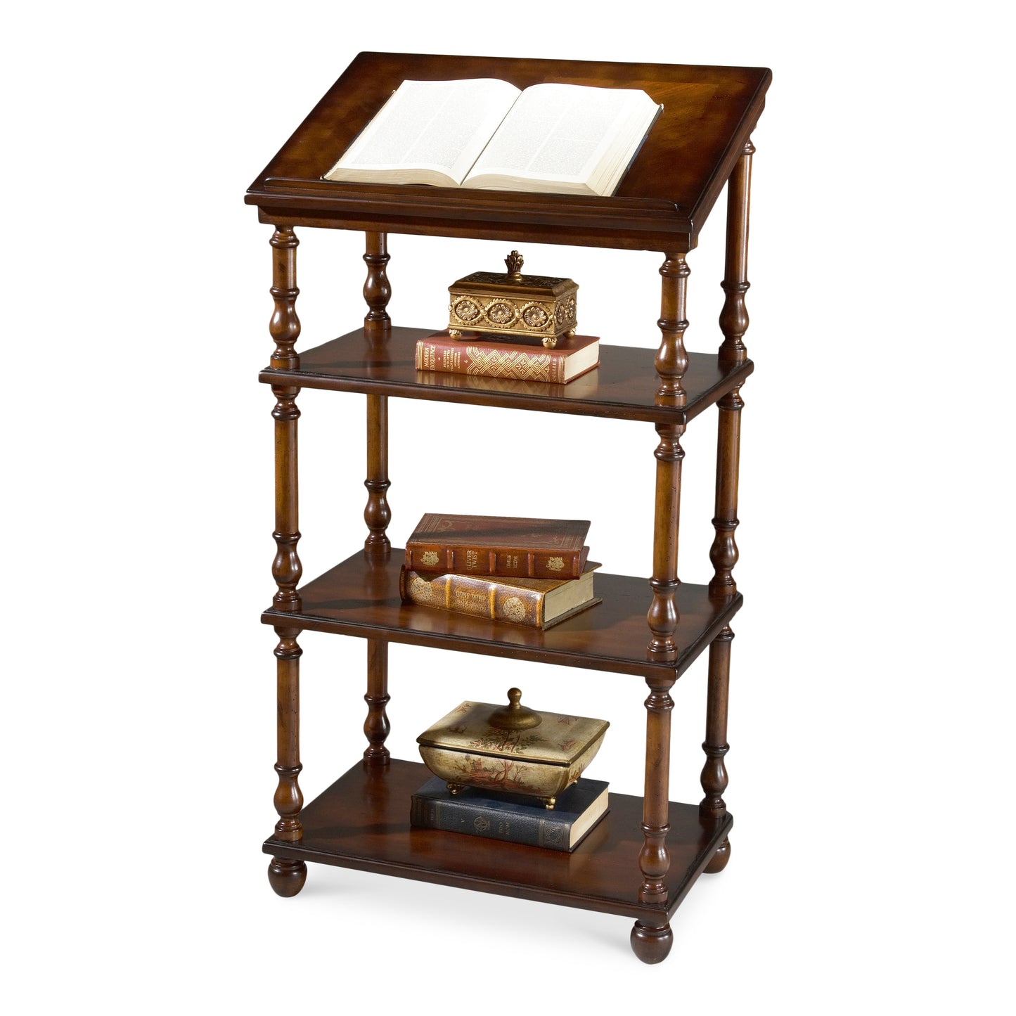 Butler Specialty Company Alden 24 in. W x 46 in. H 3-Tier Library Stand/Podium, Dark Brown