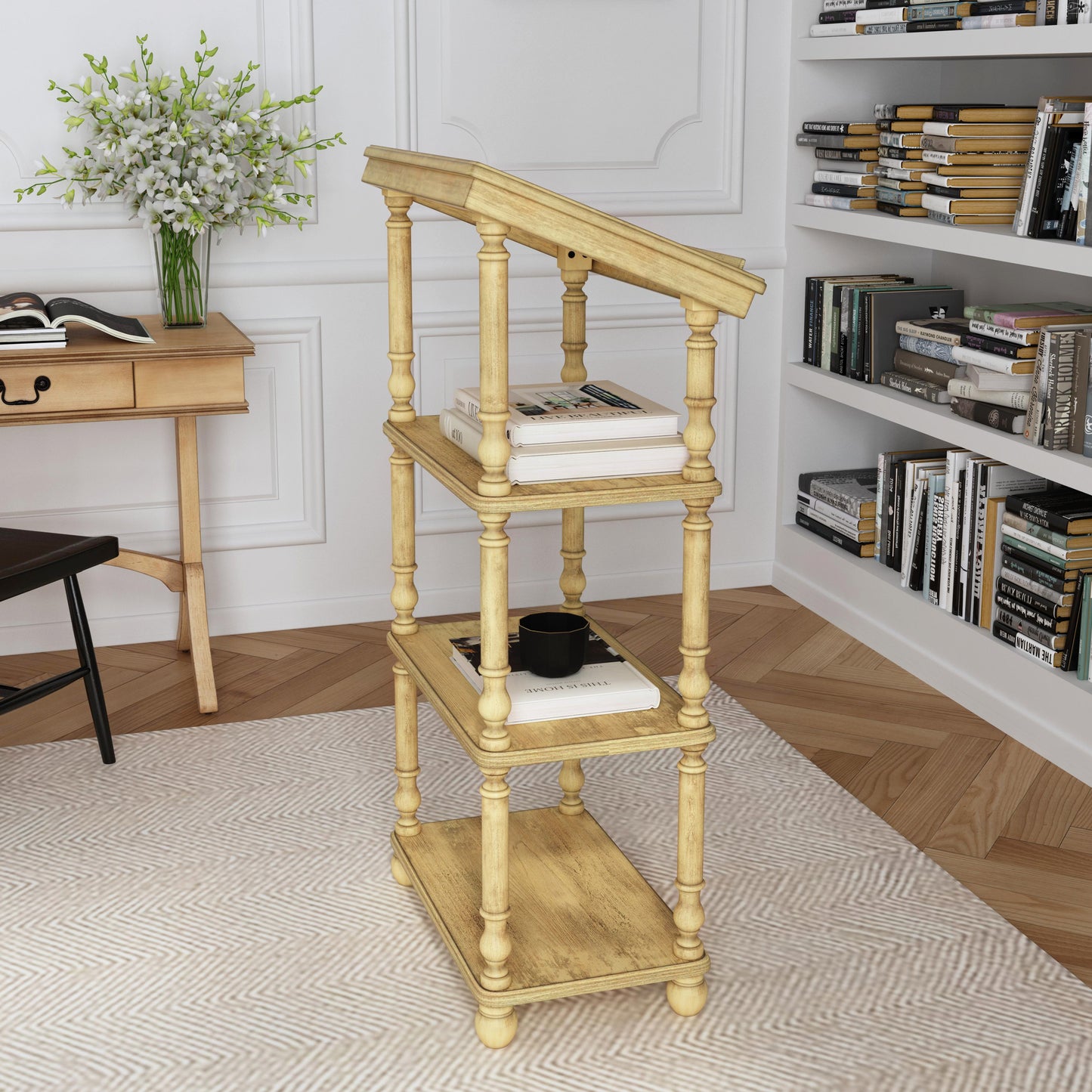 Alden 4- Tier Library Stand in Beige 1512424