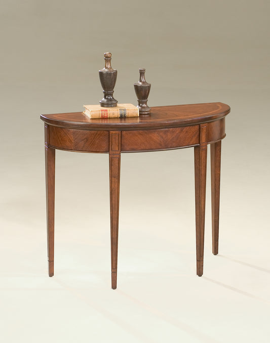 Butler Specialty Company Hampton 36 in. W Demilune Wood 1 Drawer Console Table, Dark Brown