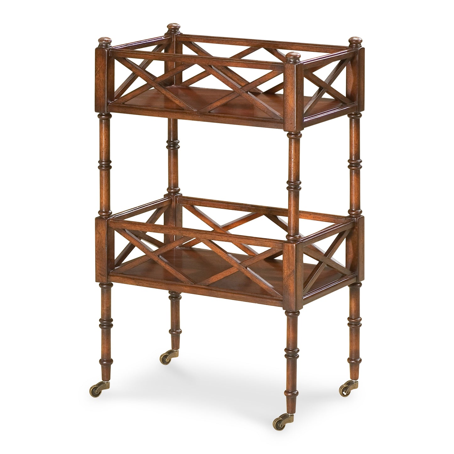 Butler Specialty Company Foster19 in. W Rectangular Wood 2 Tier Bar Cart on Casters, Dark Brown