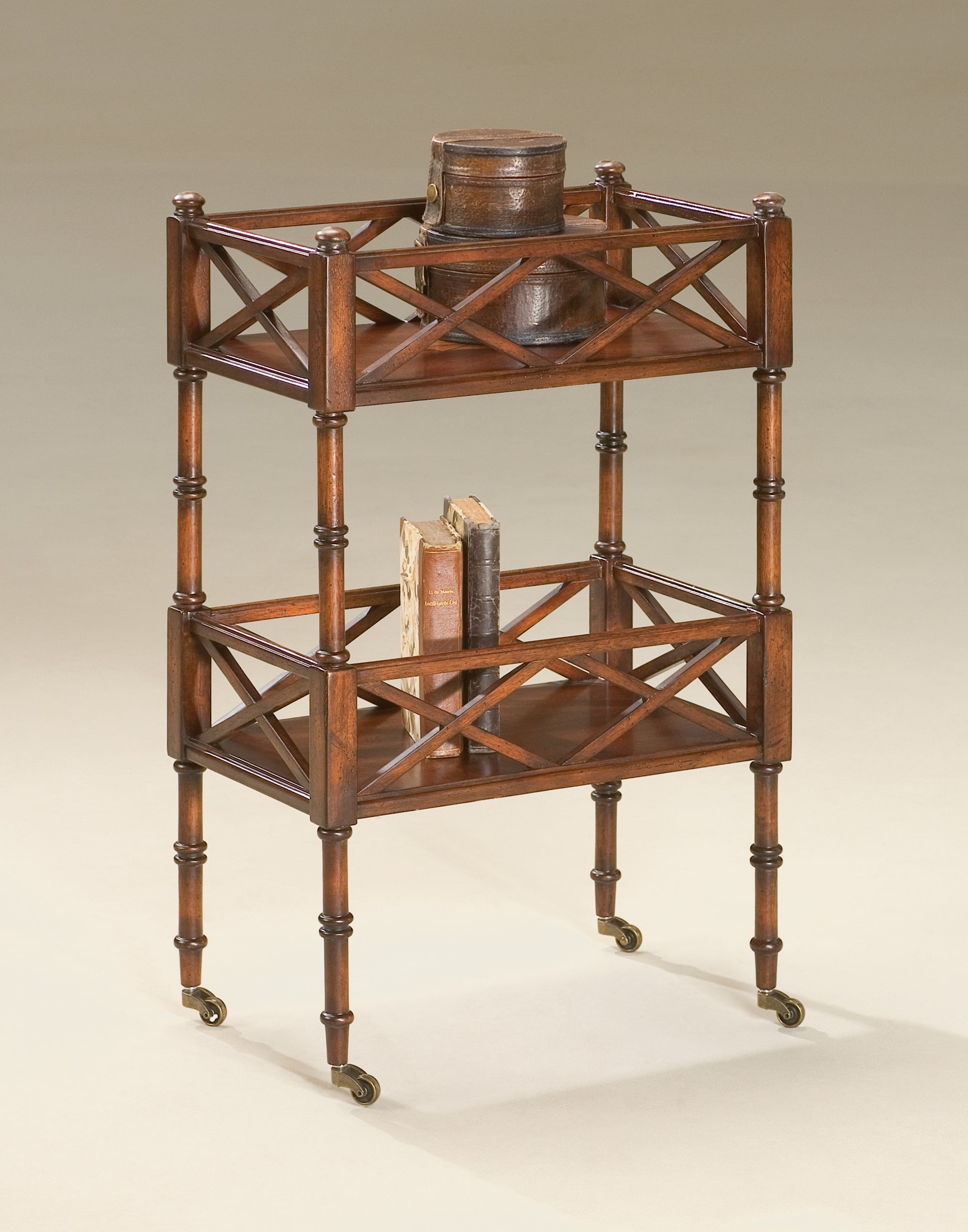 Butler Specialty Company Foster19 in. W Rectangular Wood 2 Tier Bar Cart on Casters, Dark Brown