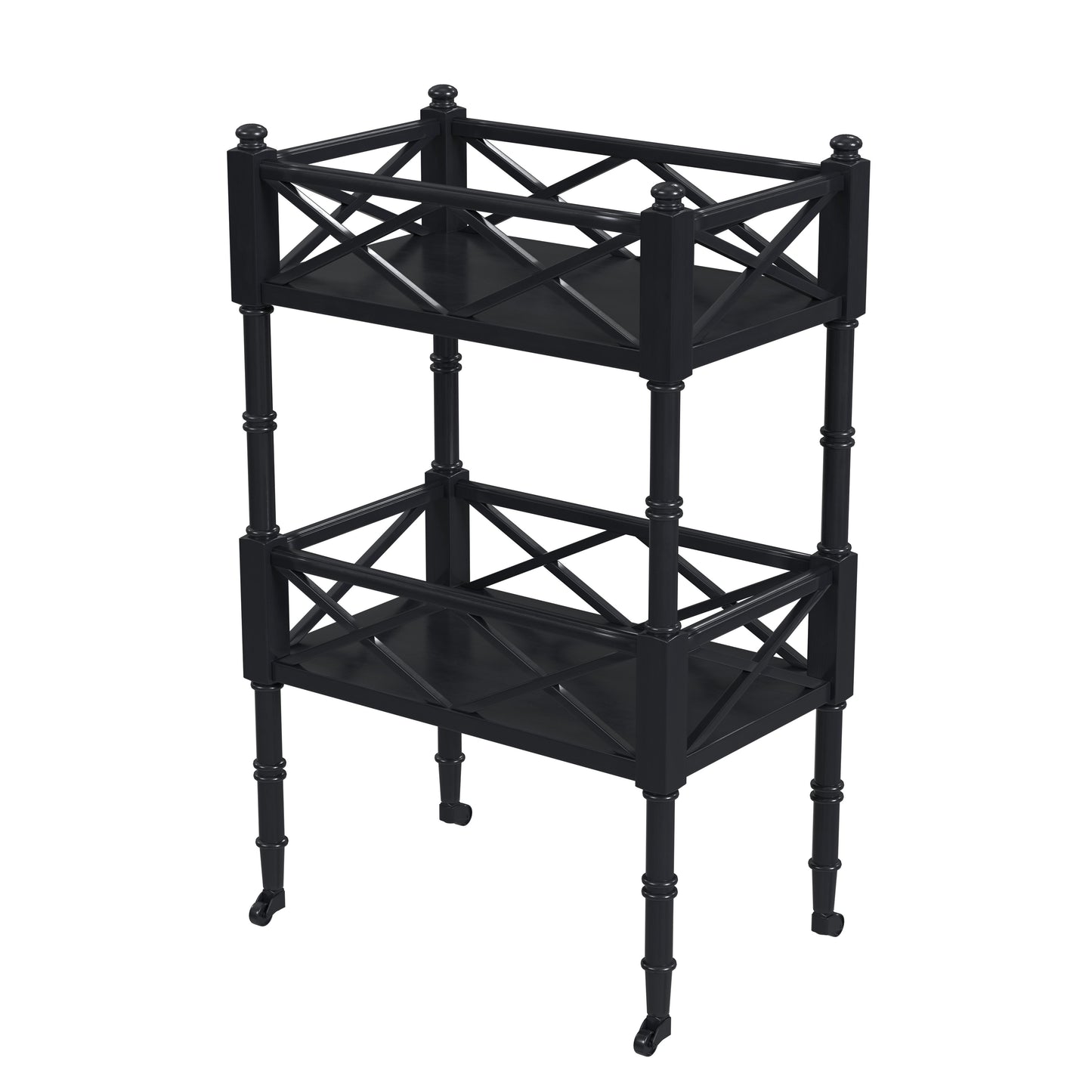Butler Specialty Company Foster19 in. W Rectangular Wood 2 Tier Bar Cart on Casters, Black