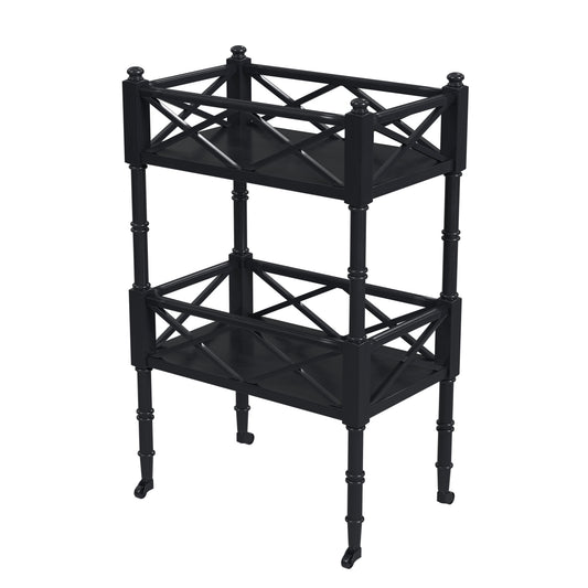 Butler Specialty Company Foster19 in. W Rectangular Wood 2 Tier Bar Cart on Casters, Black
