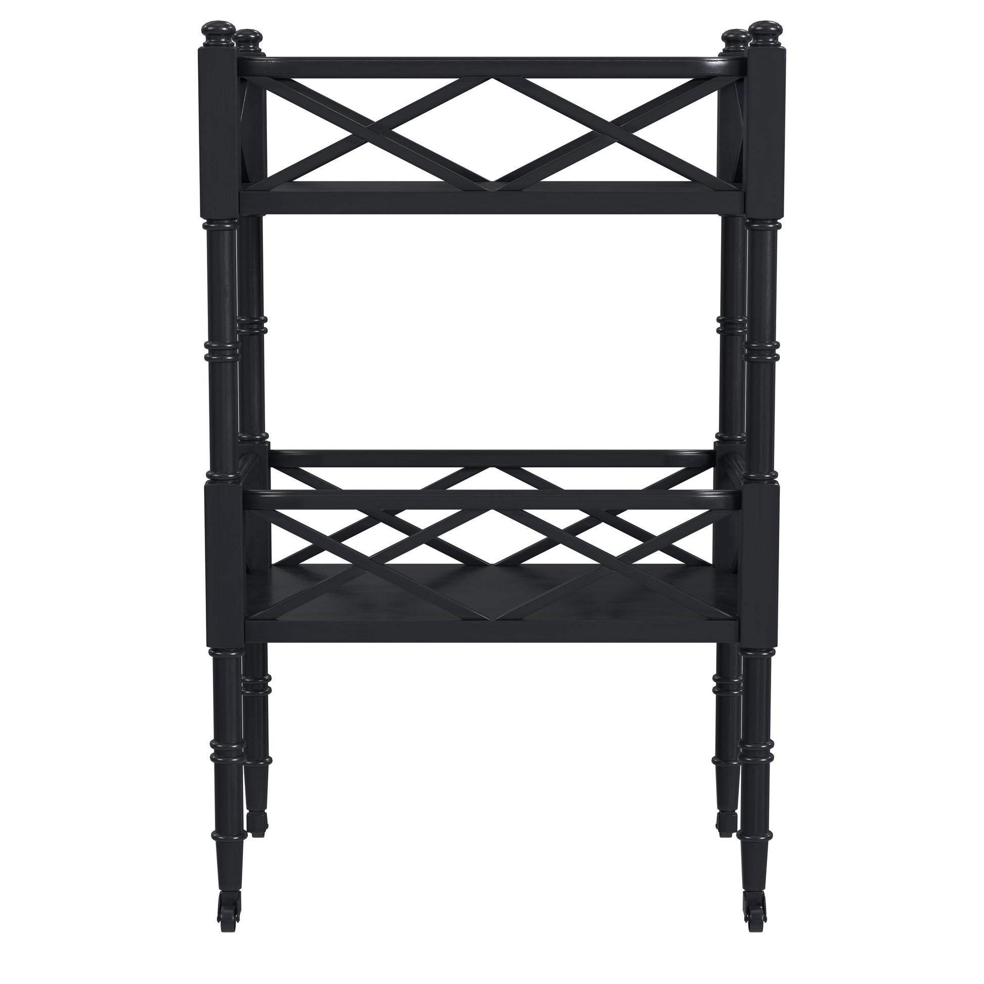 Butler Specialty Company Foster19 in. W Rectangular Wood 2 Tier Bar Cart on Casters, Black