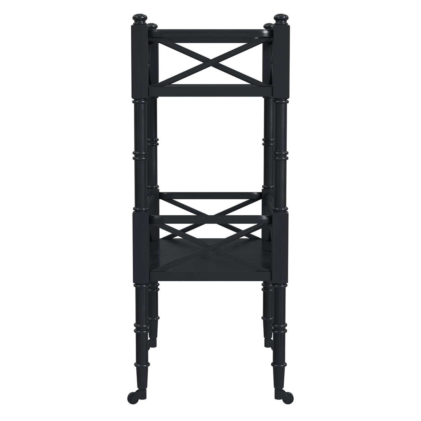 Butler Specialty Company Foster19 in. W Rectangular Wood 2 Tier Bar Cart on Casters, Black