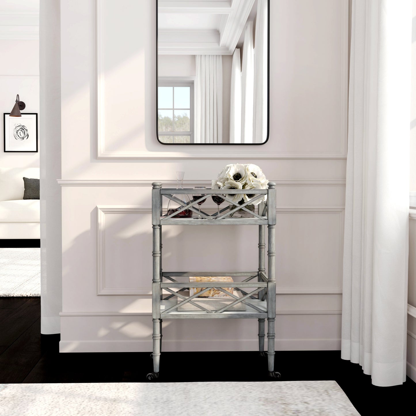 Foster 2 Tier Bar Cart in Gray 1565418