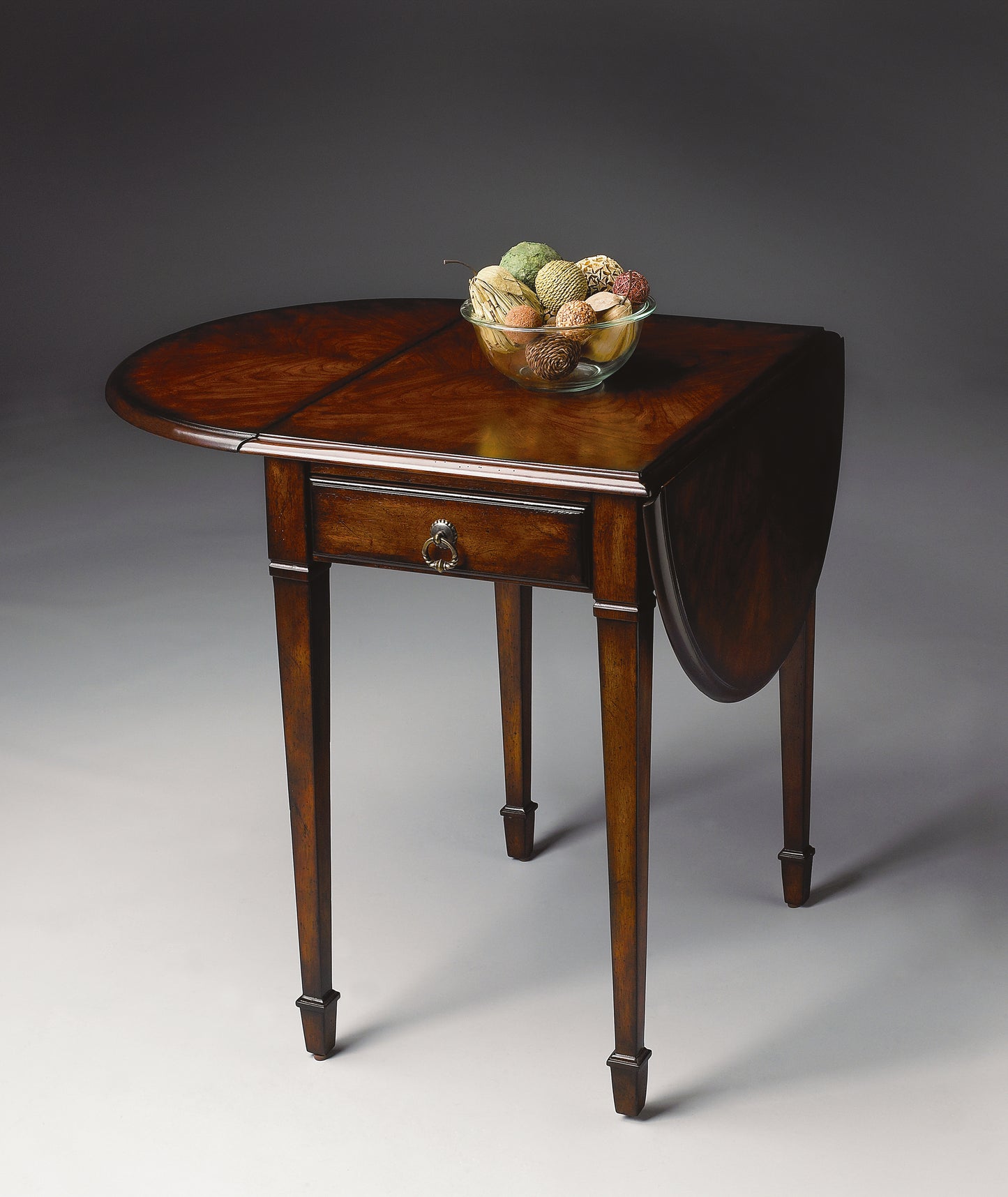 Butler Specialty Company Glenview 19 in. W Rectangular Wood Pembroke Drop Leaf 1 Drawer Side Table, Dark Brown