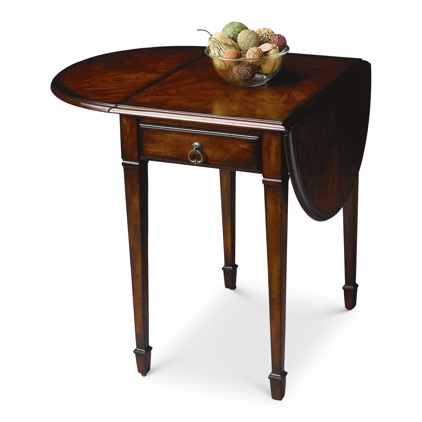 Butler Specialty Company Glenview 19 in. W Rectangular Wood Pembroke Drop Leaf 1 Drawer Side Table, Dark Brown