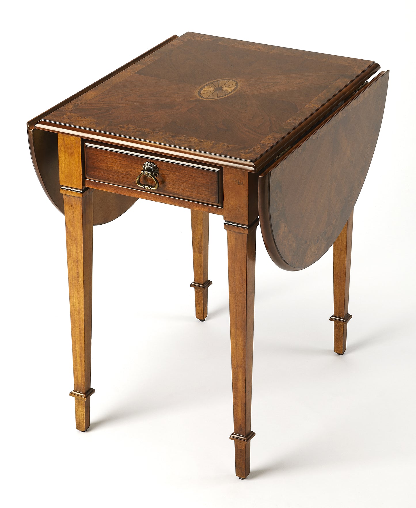 Butler Specialty Company Glenview 19 in. W Rectangular Wood Pembroke Drop Leaf 1 Drawer Side Table, Medium Brown