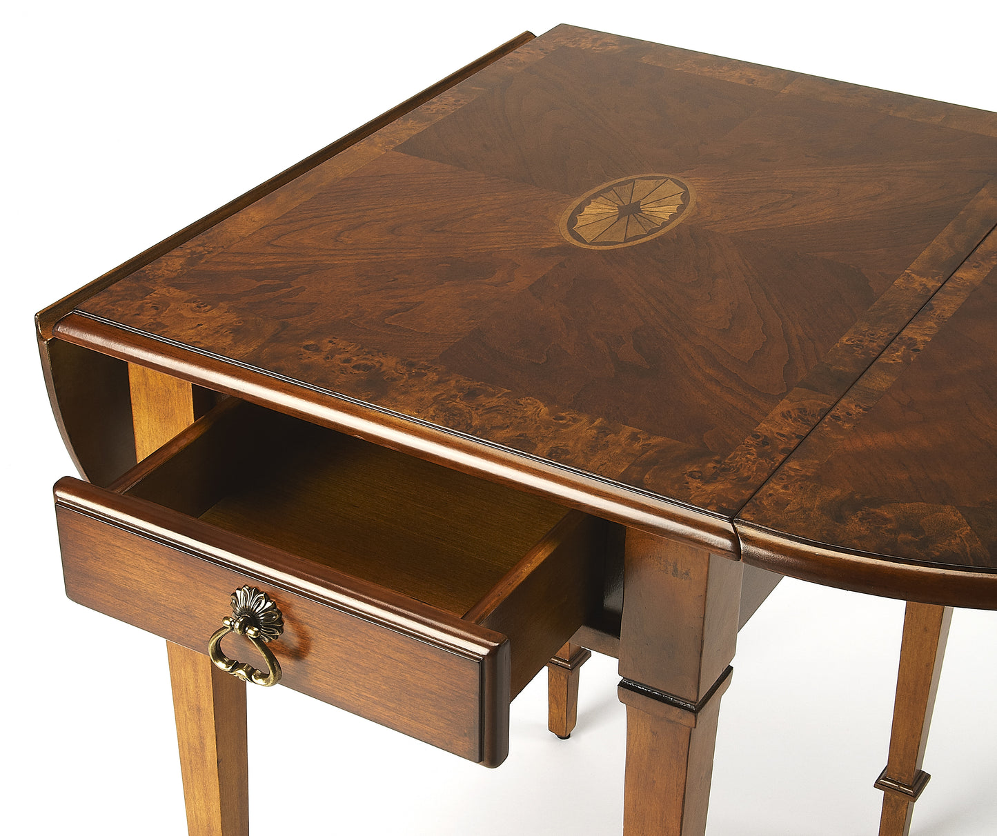 Butler Specialty Company Glenview 19 in. W Rectangular Wood Pembroke Drop Leaf 1 Drawer Side Table, Medium Brown