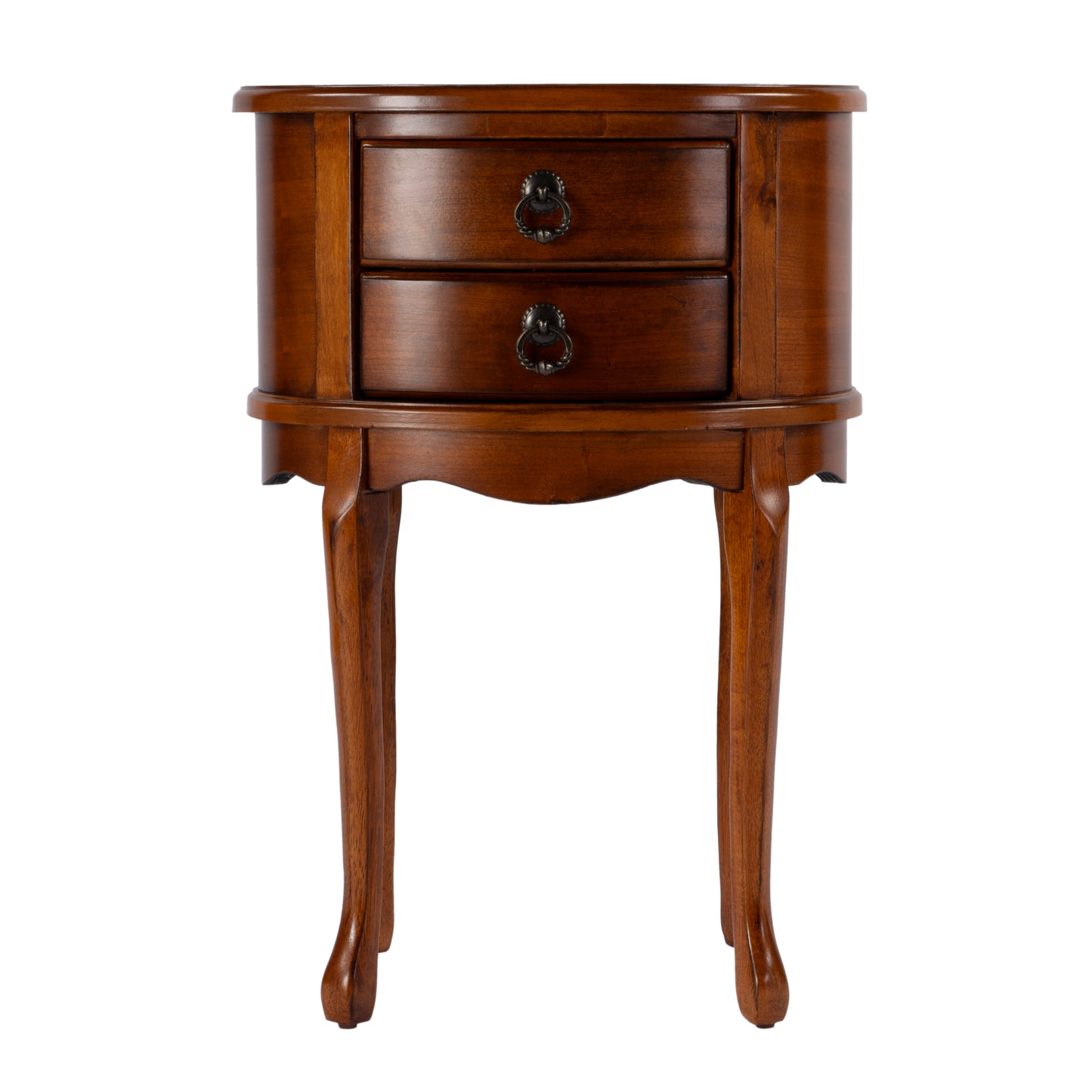Butler Specialty Company Whitley 18 in. W Oval Wood Traditional 2 Drawer Side Table, Medium Brown