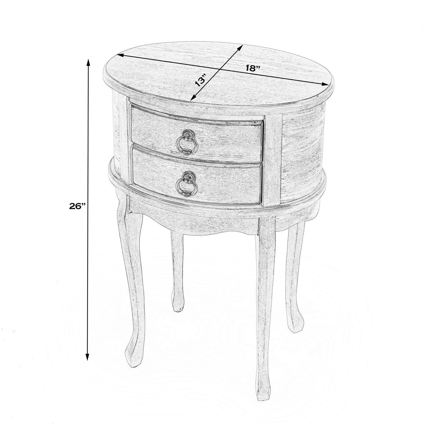 Whitley Oval Side Table in Gray 1589418