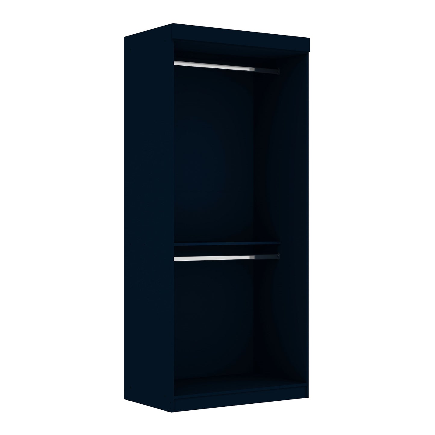 Manhattan Comfort Mulberry 35.9 Open Double Hanging Modern Wardrobe Closet with 2 Hanging Rods in Tatiana Midnight Blue 161GMC4