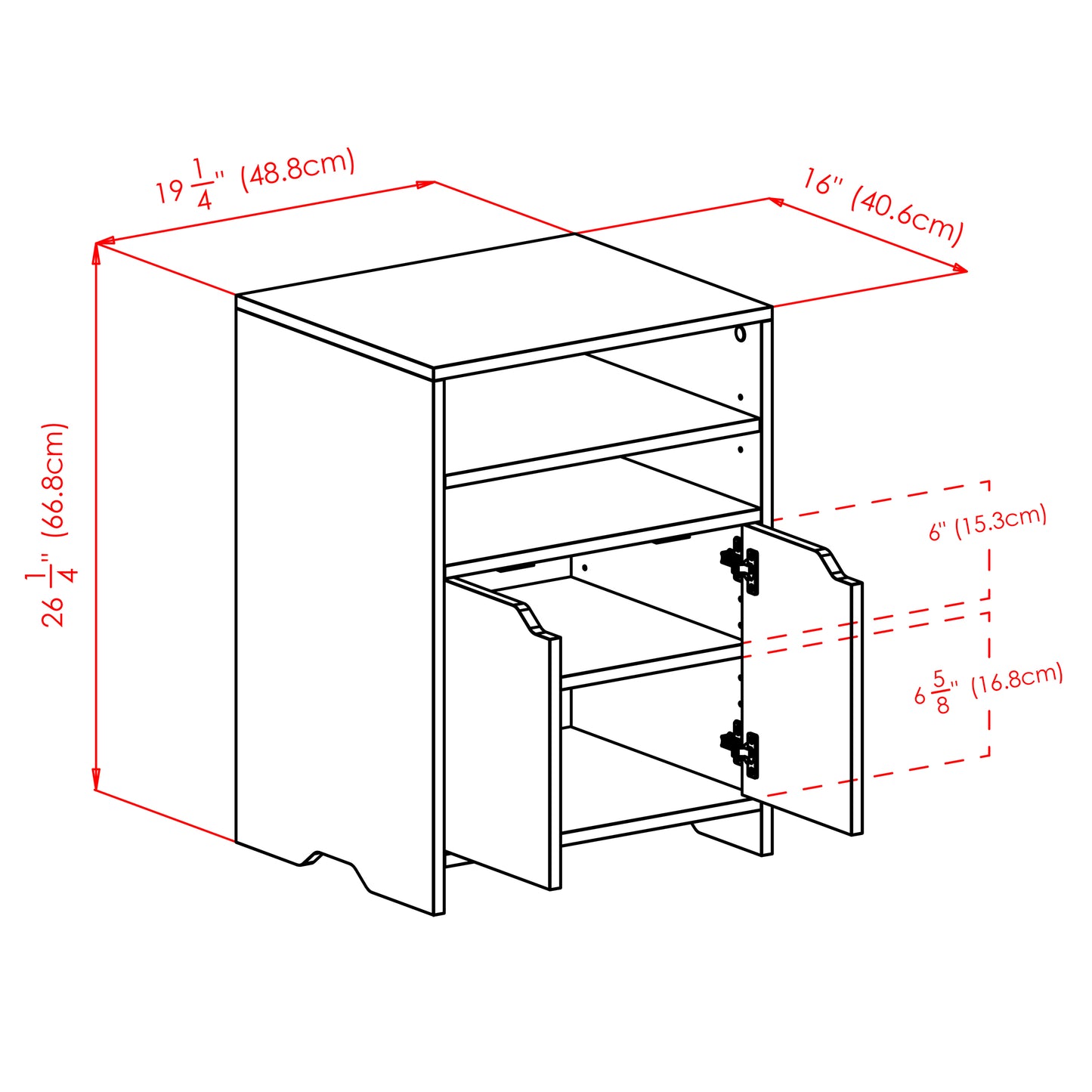 Nova Open Shelf Storage Cabinet, Charcoal