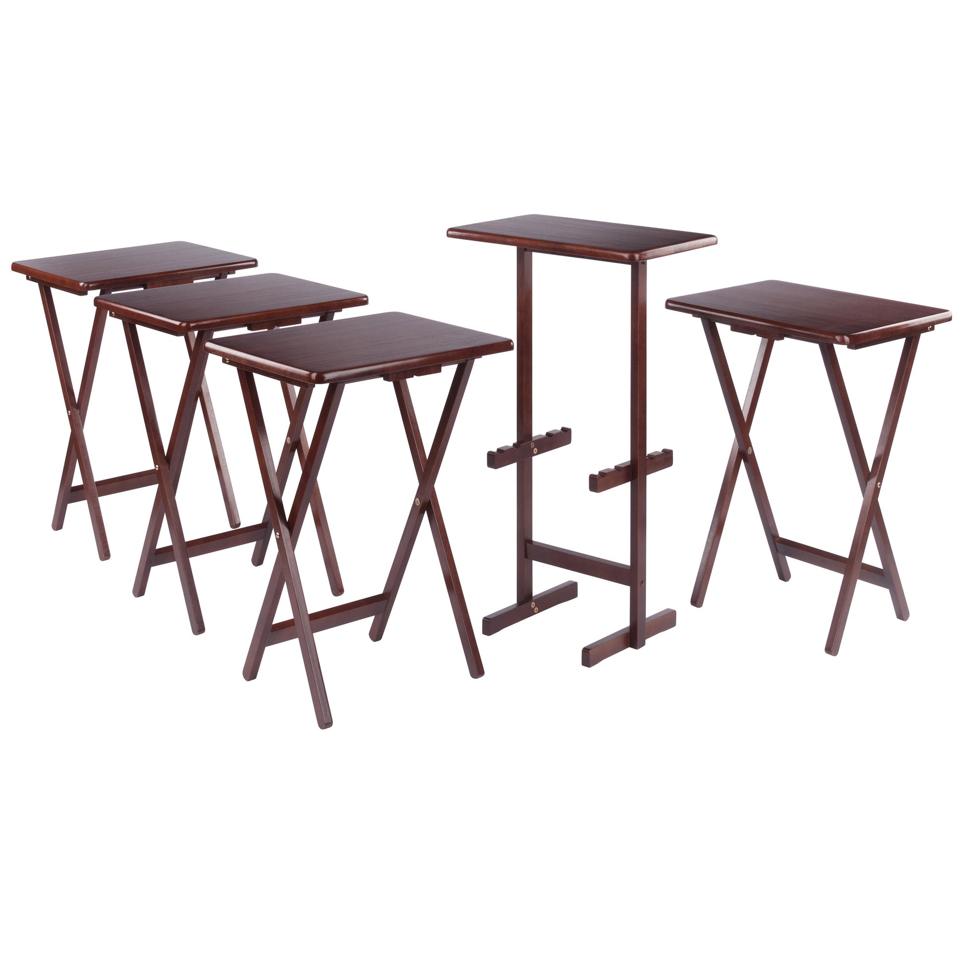Riley 5-Pc Set Snack Table, Walnut Finish
