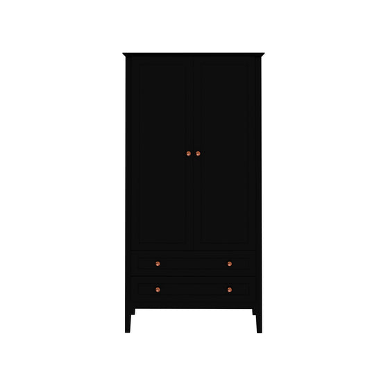 Manhattan Comfort Crown Full Wardrobe with Hanging and 2 Drawers in Black 167GMC2