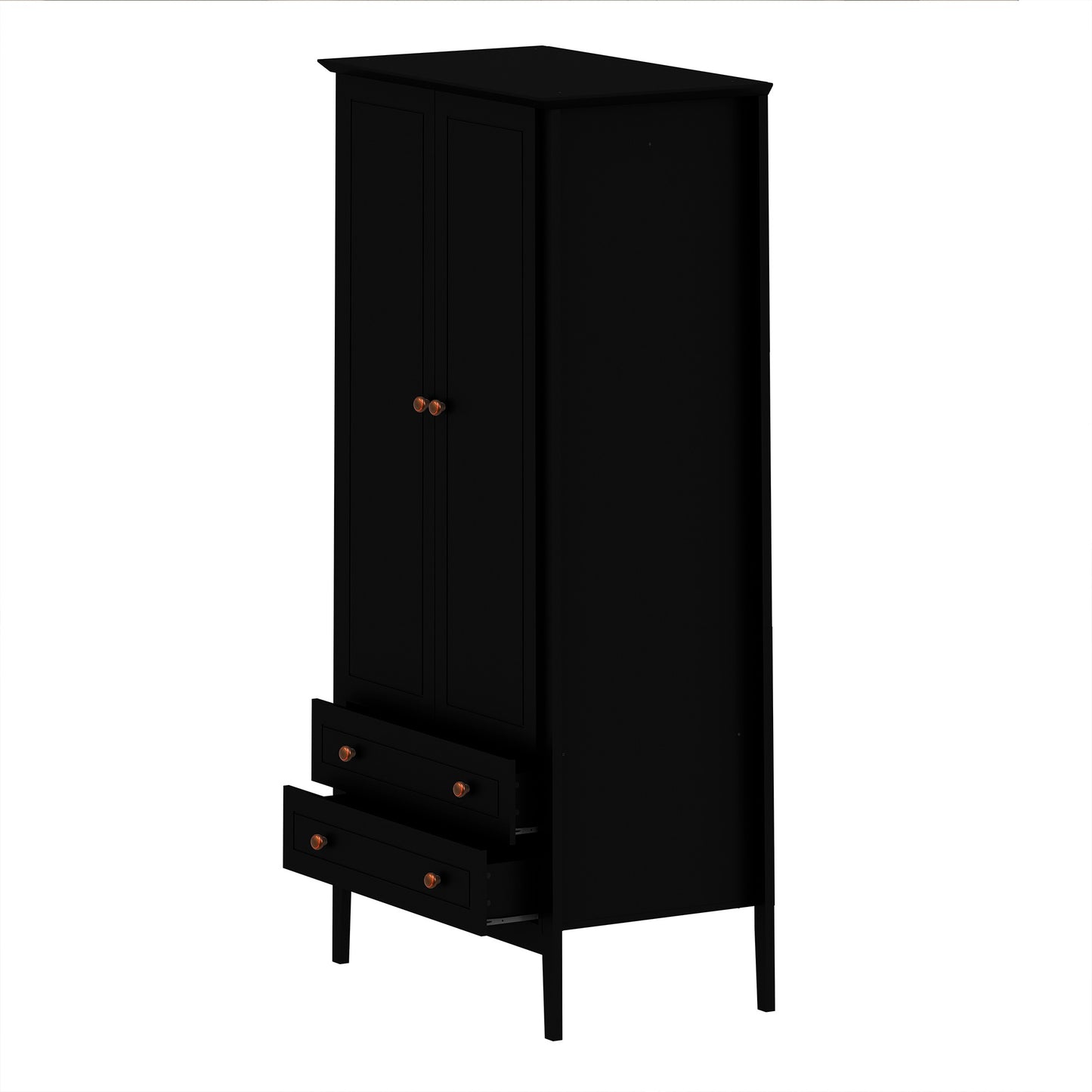 Manhattan Comfort Crown Full Wardrobe with Hanging and 2 Drawers in Black 167GMC2