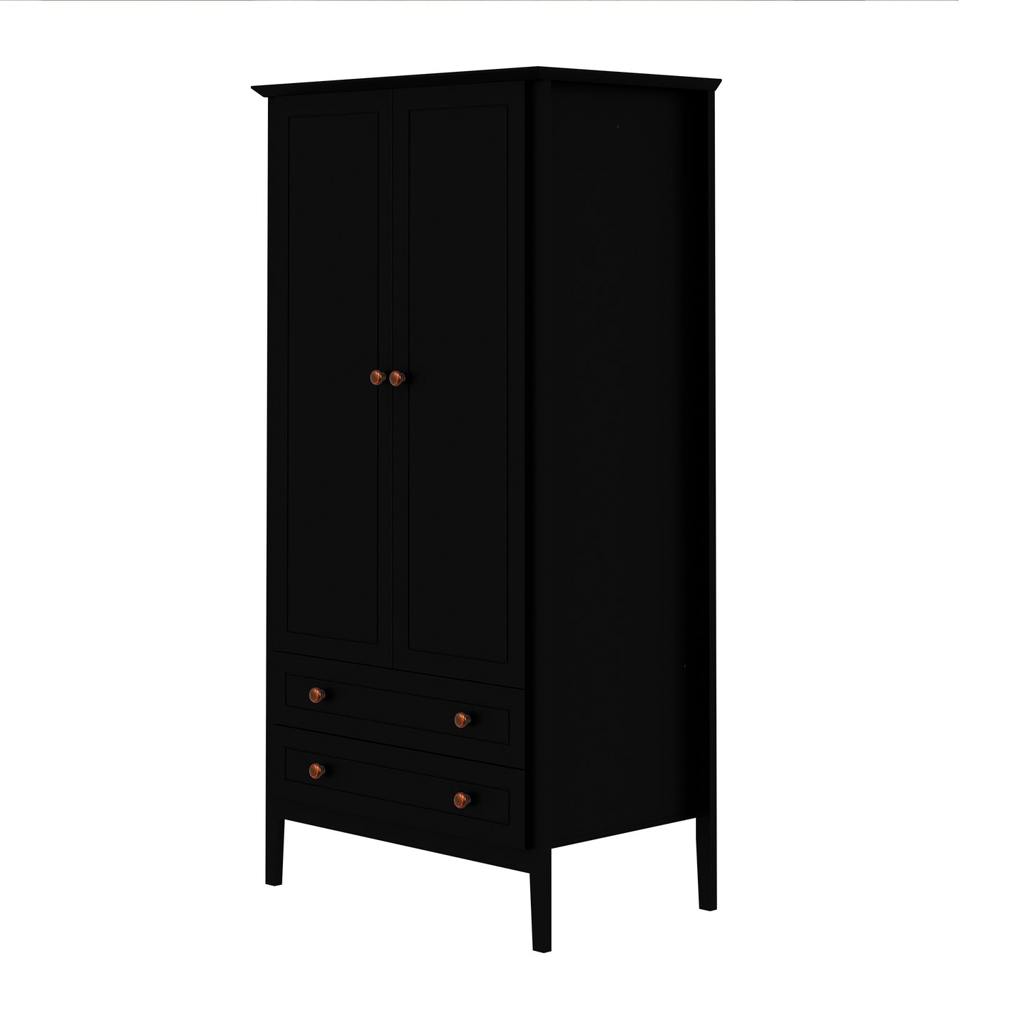 Manhattan Comfort Crown Full Wardrobe with Hanging and 2 Drawers in Black 167GMC2