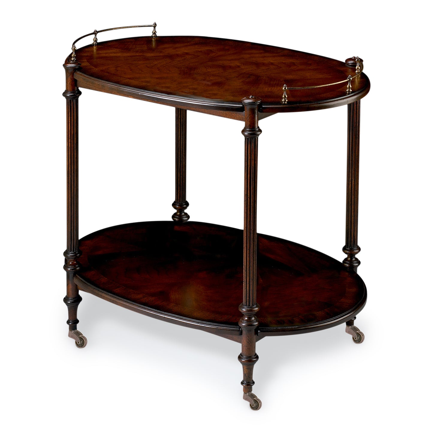 Butler Specialty Company Kathleen 31 in. W Rectangular Wood 2 Tier Bar/Serving Cart on Casters, Dark Brown