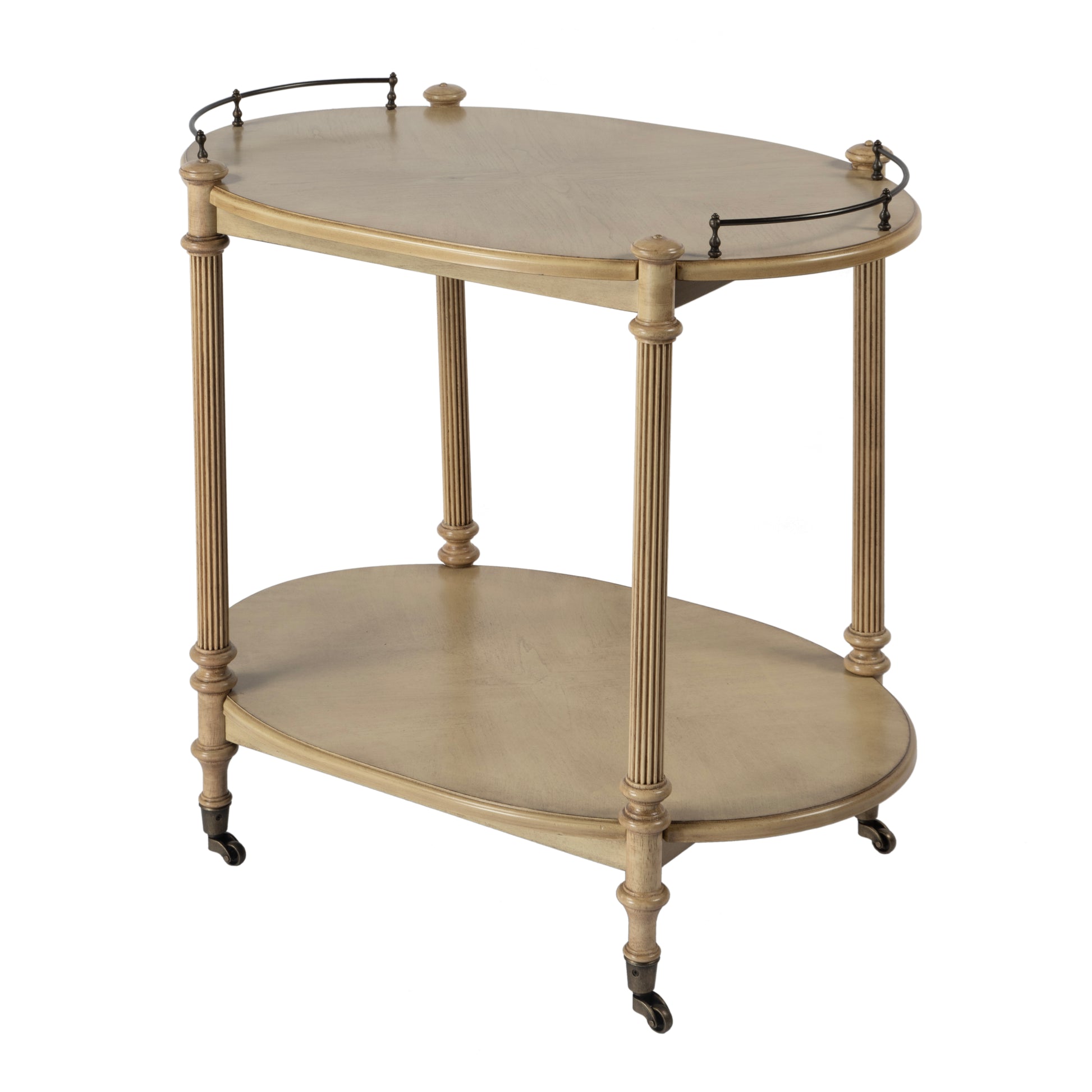 Butler Specialty Company Kathleen 31 in. W Rectangular Wood 2 Tier Bar/Serving Cart on Casters, Beige