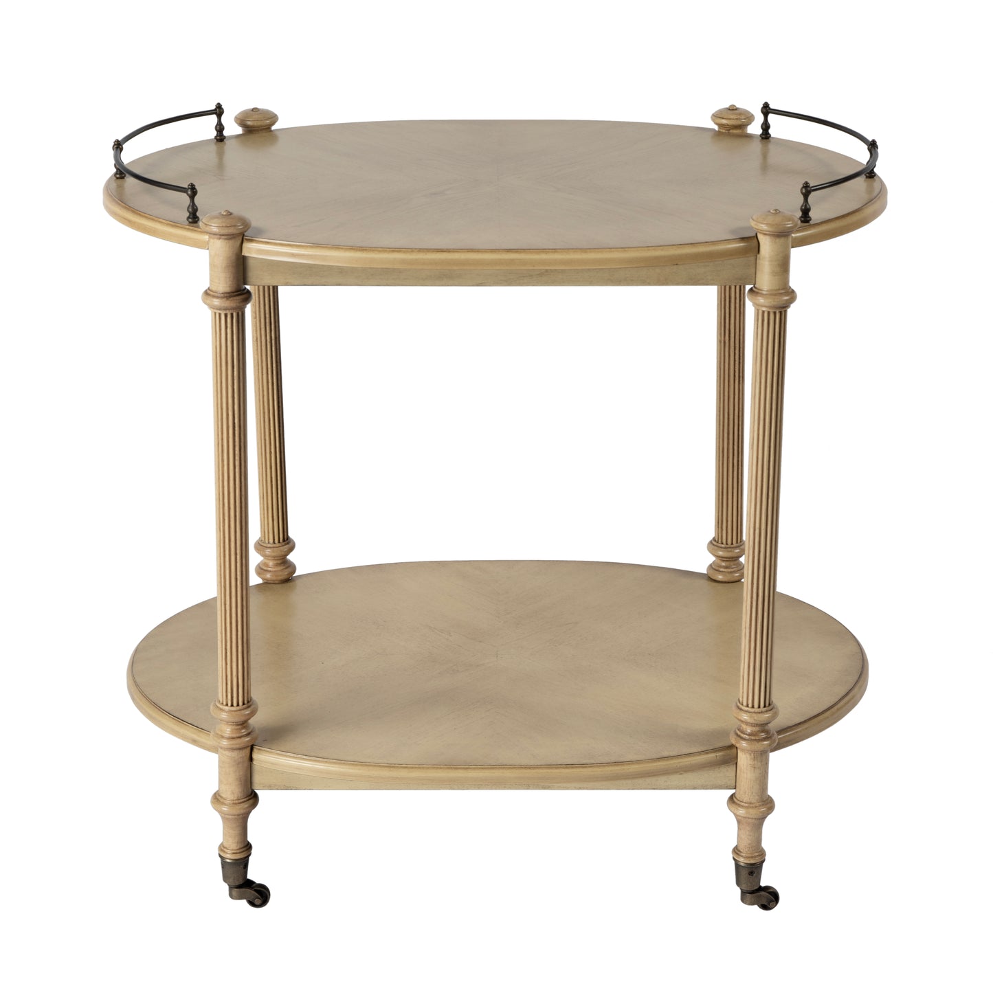 Butler Specialty Company Kathleen 31 in. W Rectangular Wood 2 Tier Bar/Serving Cart on Casters, Beige
