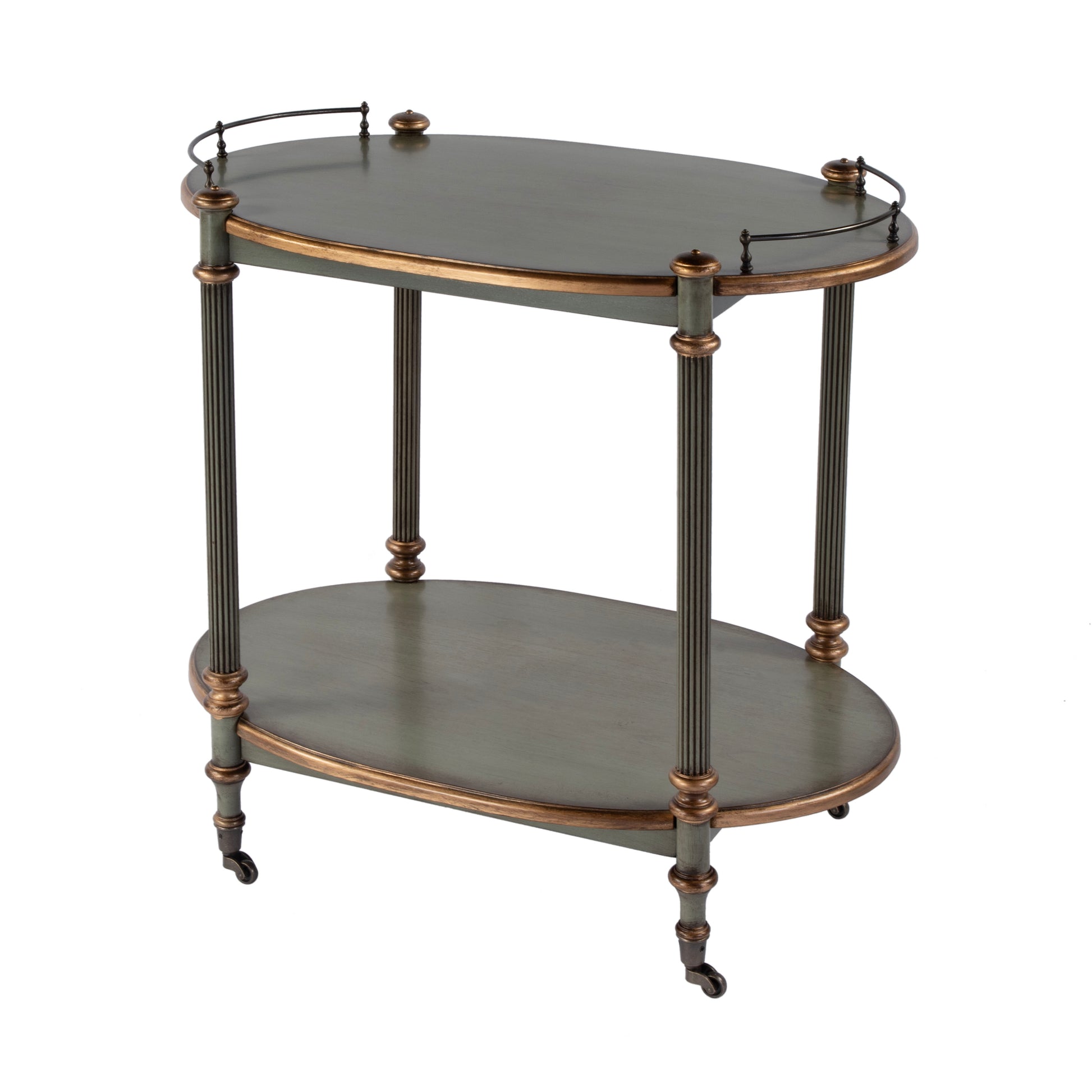 Butler Specialty Company Kathleen 31 in. W Rectangular Wood 2 Tier Bar/Serving Cart on Casters, Pastel Green