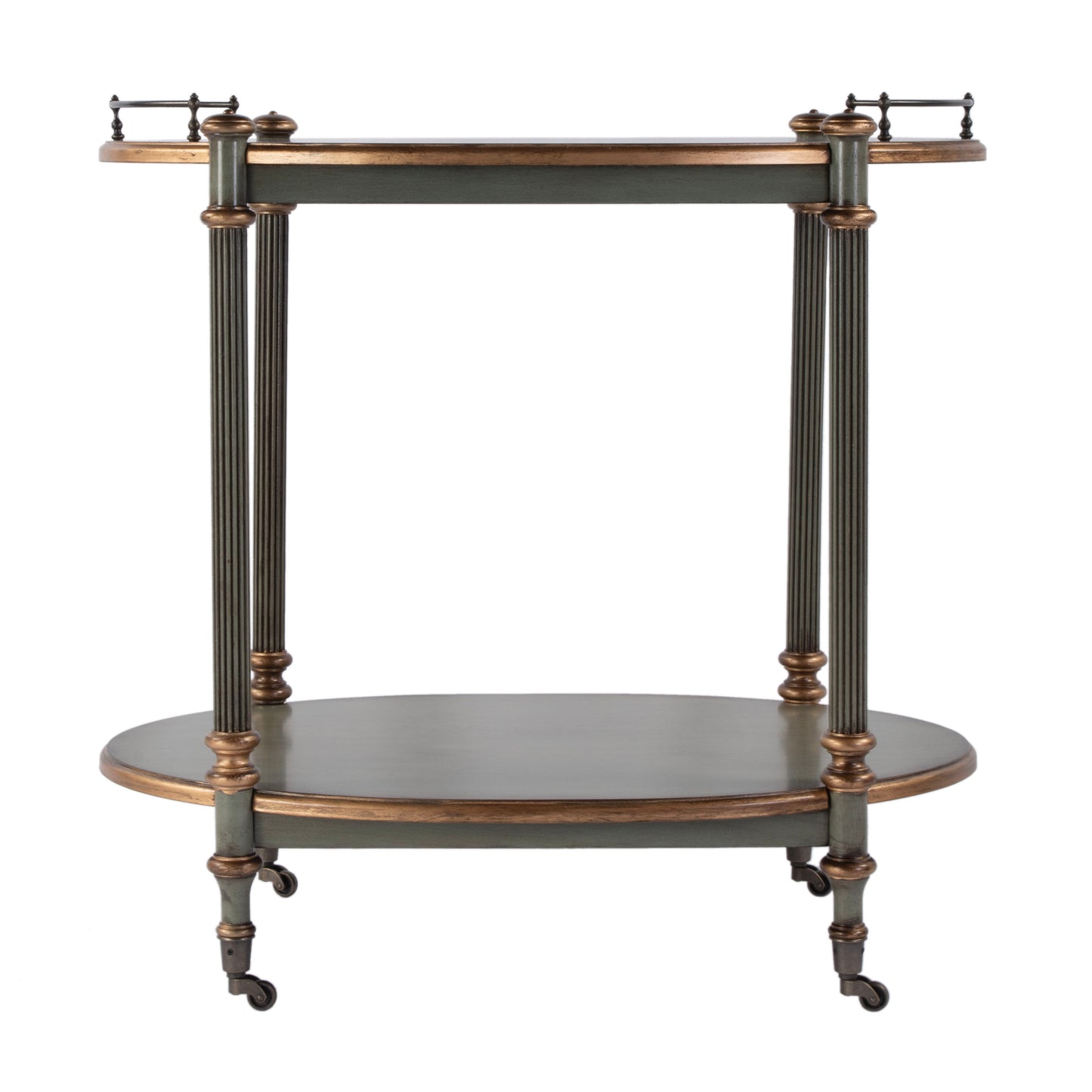 Butler Specialty Company Kathleen 31 in. W Rectangular Wood 2 Tier Bar/Serving Cart on Casters, Pastel Green