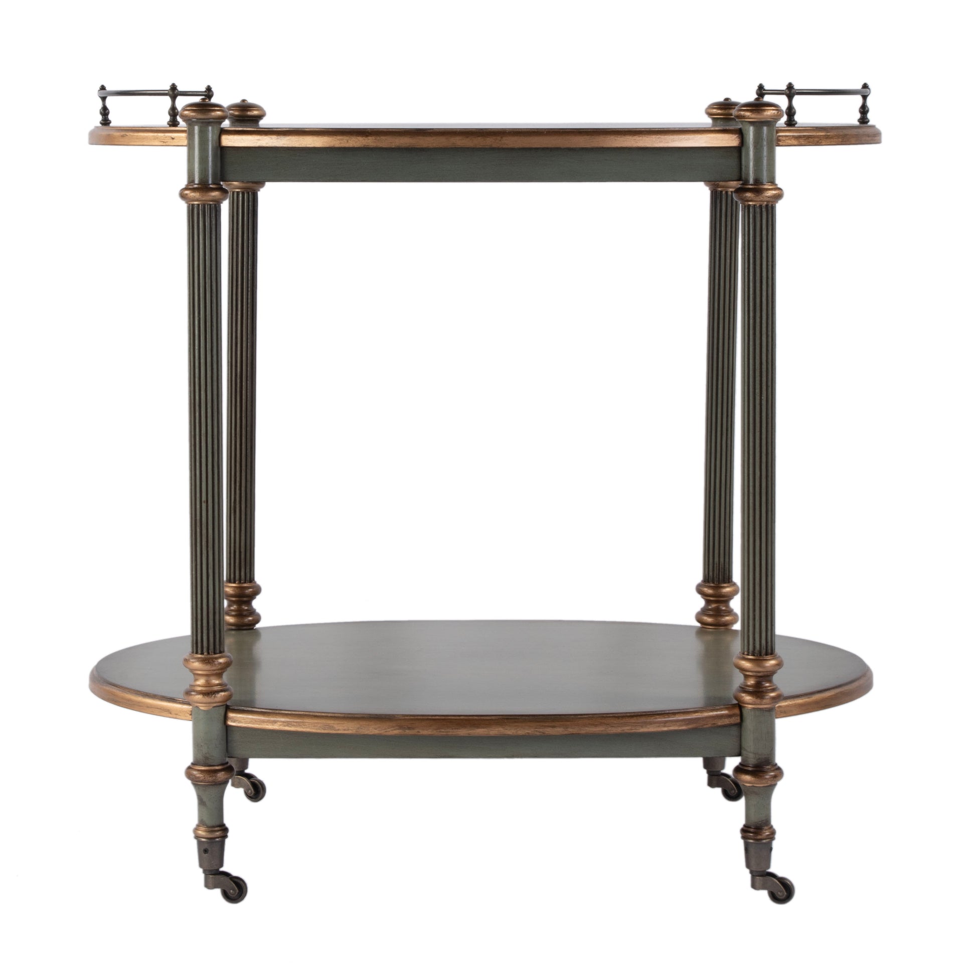Butler Specialty Company Kathleen 31 in. W Rectangular Wood 2 Tier Bar/Serving Cart on Casters, Pastel Green
