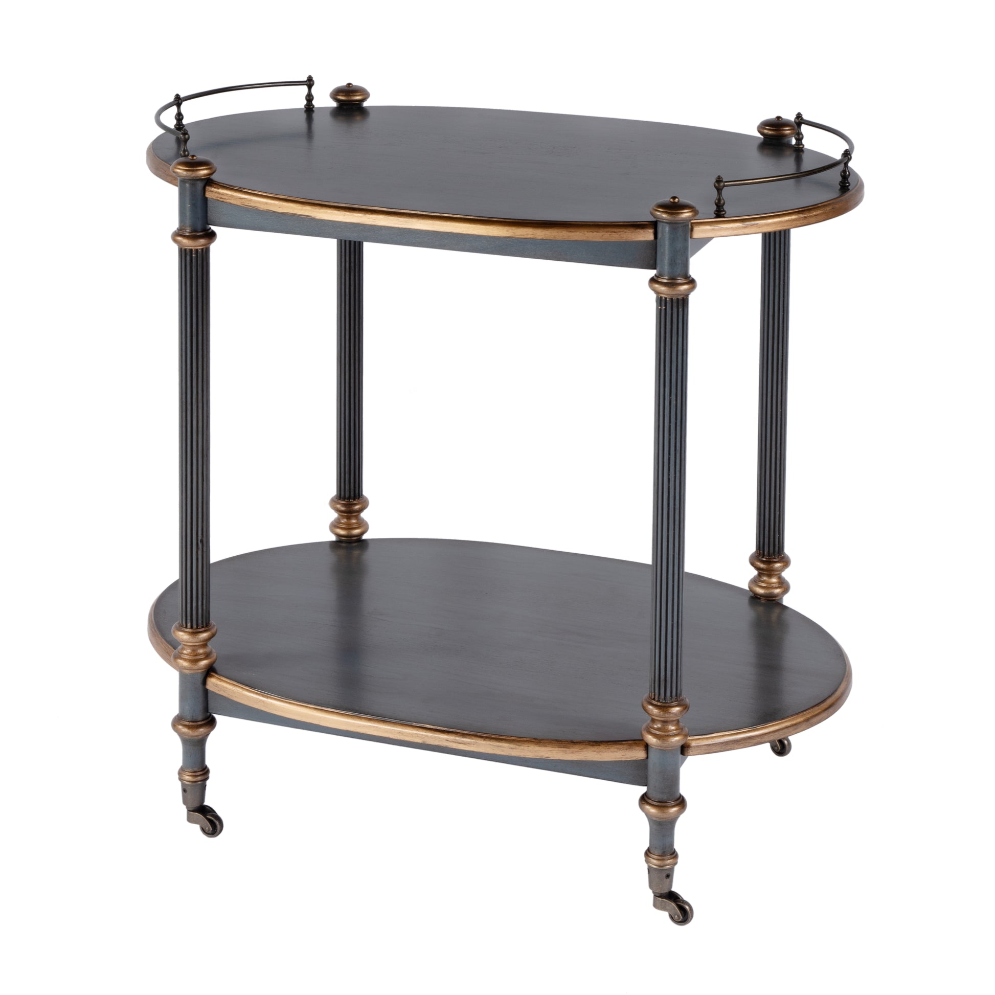 Butler Specialty Company Kathleen 31 in. W Rectangular Wood 2 Tier Bar/Serving Cart on Casters, Pastel Blue