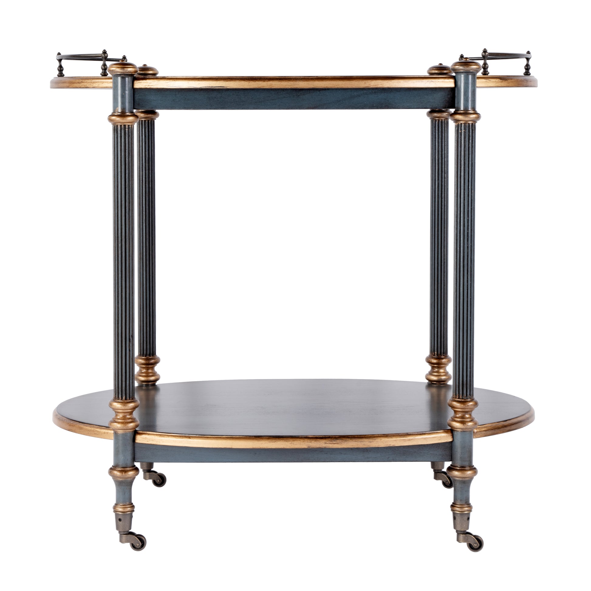 Butler Specialty Company Kathleen 31 in. W Rectangular Wood 2 Tier Bar/Serving Cart on Casters, Pastel Blue