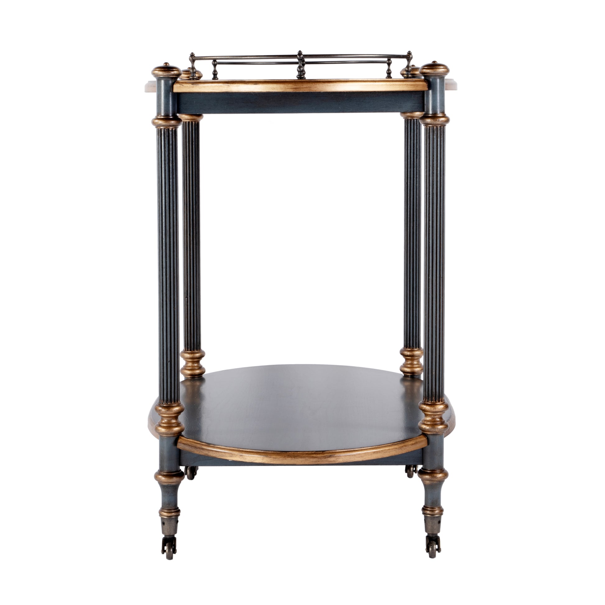 Butler Specialty Company Kathleen 31 in. W Rectangular Wood 2 Tier Bar/Serving Cart on Casters, Pastel Blue