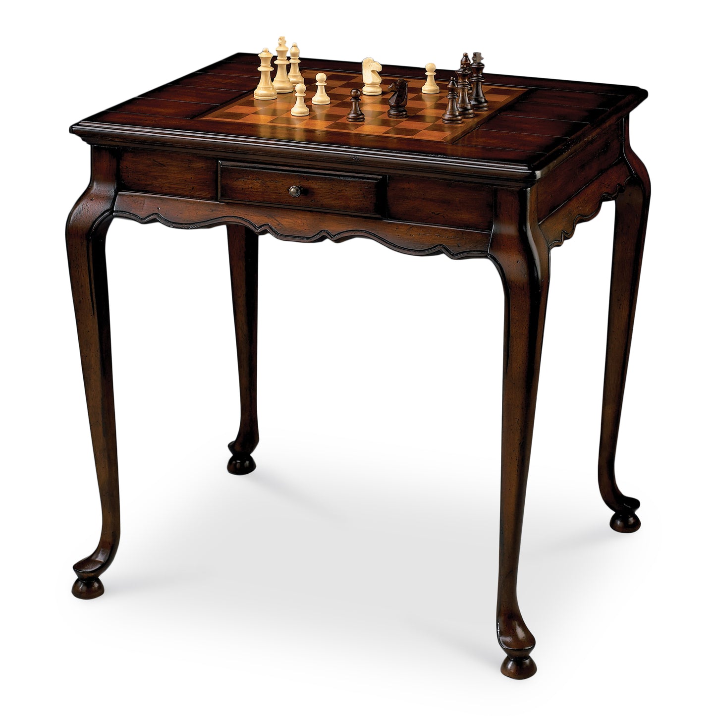Butler Specialty Company Bannockburn 29 in. W Square Wood 1 Drawer Game Table with Reversible Top, Dark Brown
