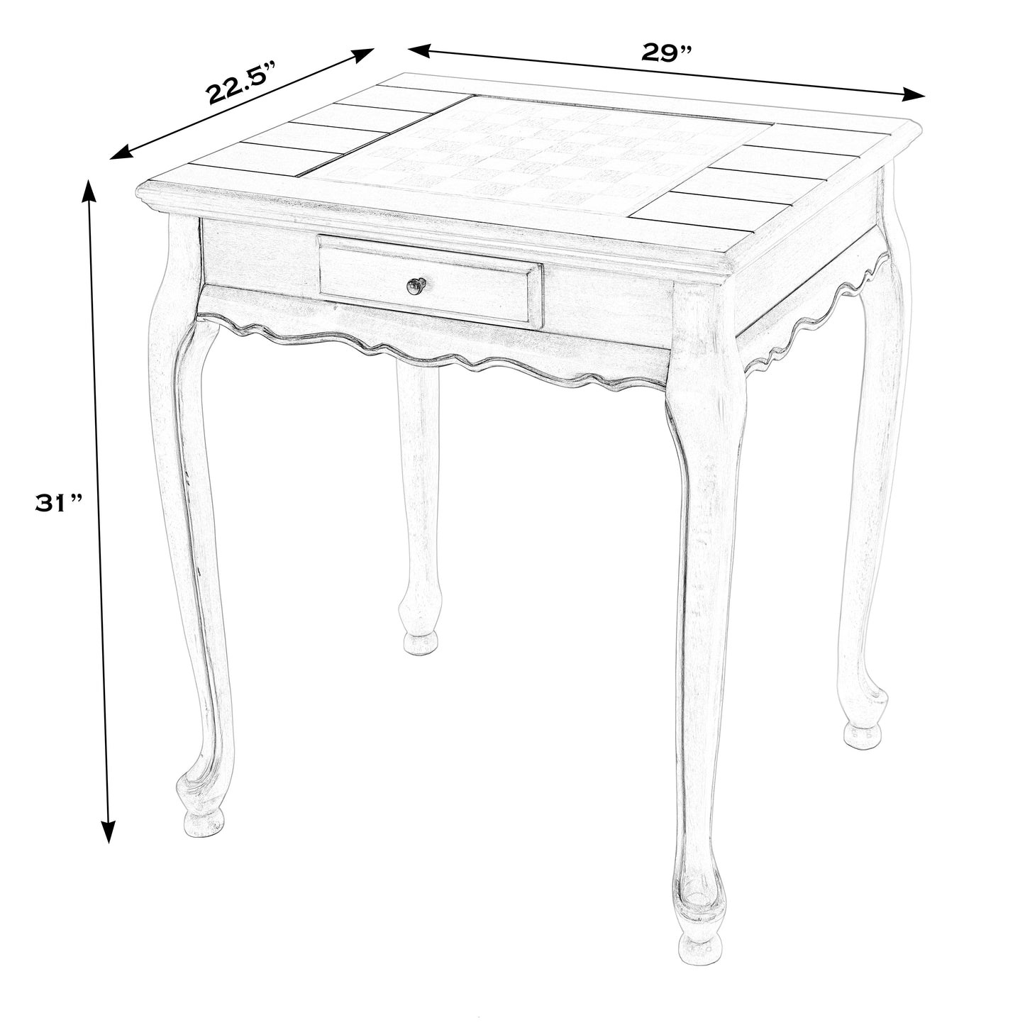 Butler Specialty Company Bannockburn 29 in. W Square Wood 1 Drawer Game Table with Reversible Top, Black