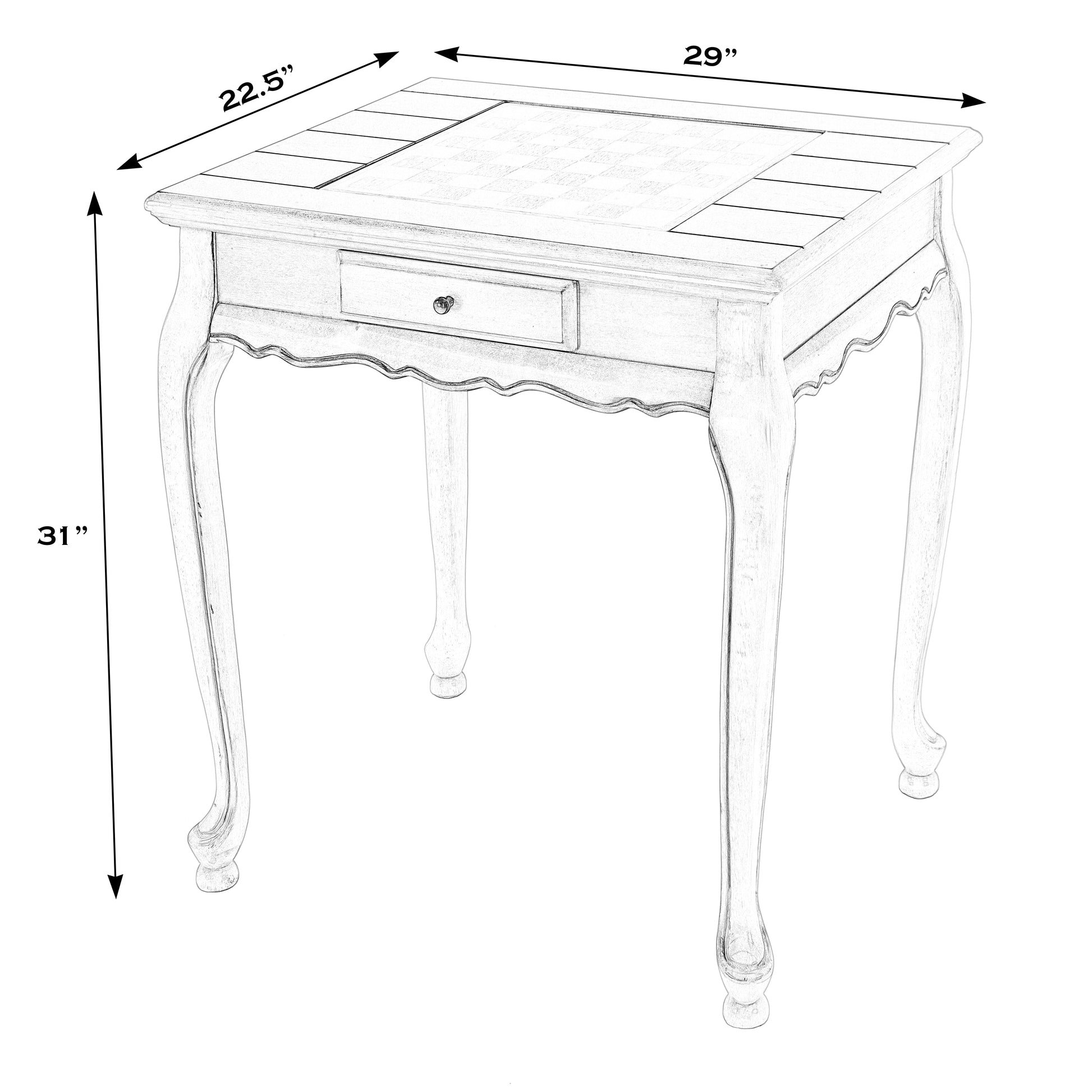 Butler Specialty Company Bannockburn 29 in. W Square Wood 1 Drawer Game Table with Reversible Top, Black