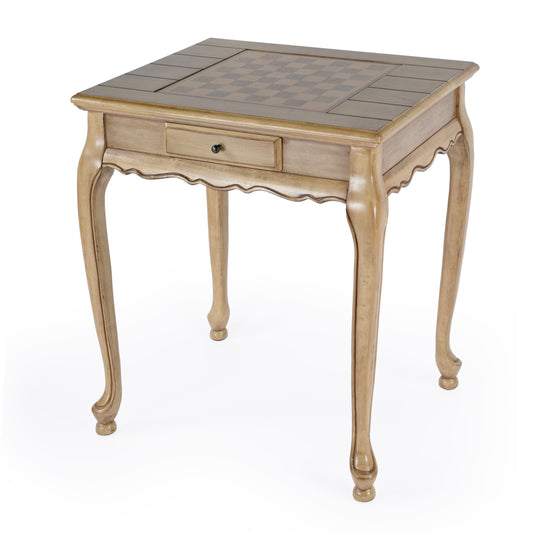 Butler Specialty Company Bannockburn 29 in. W Square Wood 1 Drawer Game Table with Reversible Top, Tan/Beige