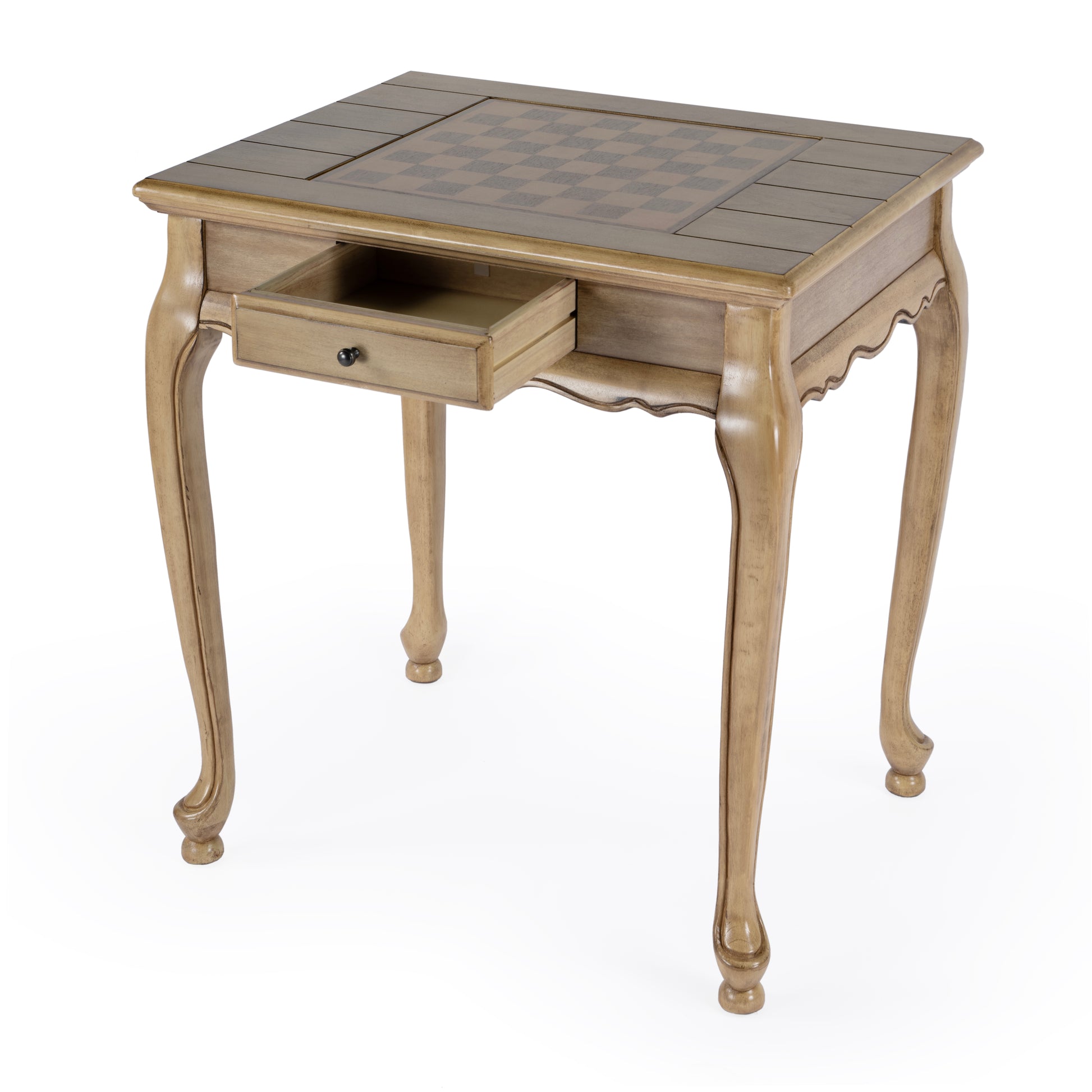 Butler Specialty Company Bannockburn 29 in. W Square Wood 1 Drawer Game Table with Reversible Top, Tan/Beige