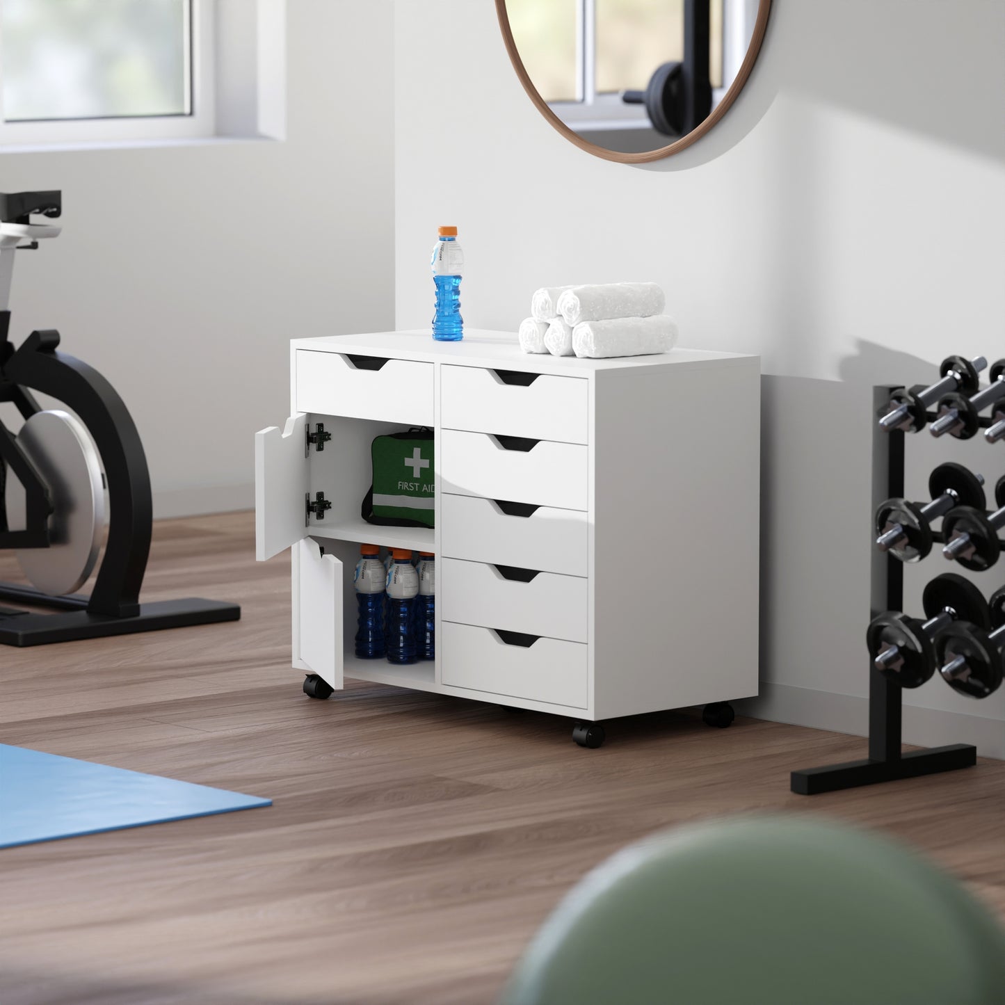 Halifax 6-Drawer Multi-Storage Mobile Cabinet, White